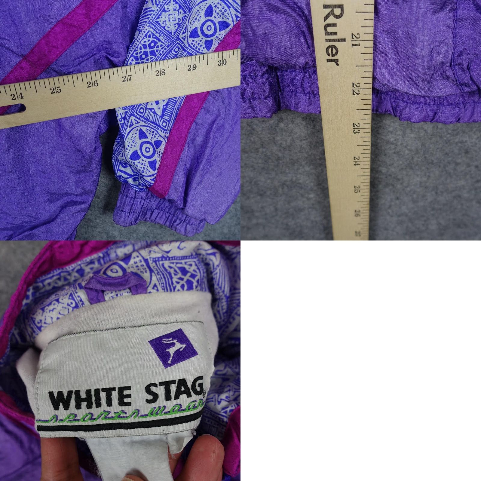 Vintage VINTAGE White Stag Jacket Womens XL Purple Geometric Windbreaker 90s Nylon Full Zip Pockets Size XL / US 12-14 / IT 48-50 - 10 Thumbnail