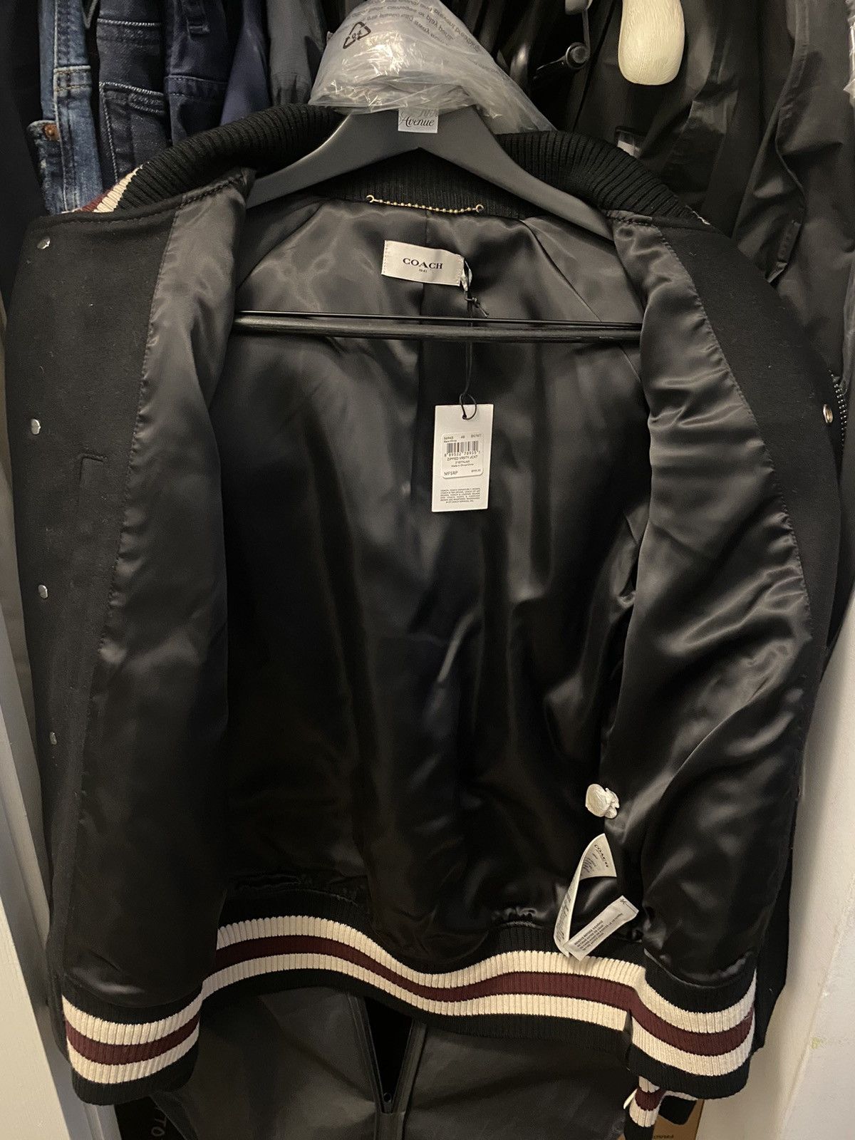 Coach COACH Zipped Varsity Jacket Black/White 38US/48EU NEW W/TAGS Size US M / EU 48-50 / 2 - 13 Thumbnail