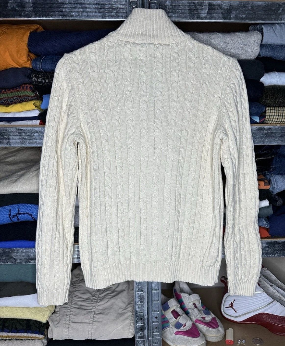 Lauren Ralph Lauren Lauren Ralph Lauren Full Zip Sweater Cream Cable Knit Size M / US 6-8 / IT 42-44 - 2 Thumbnail