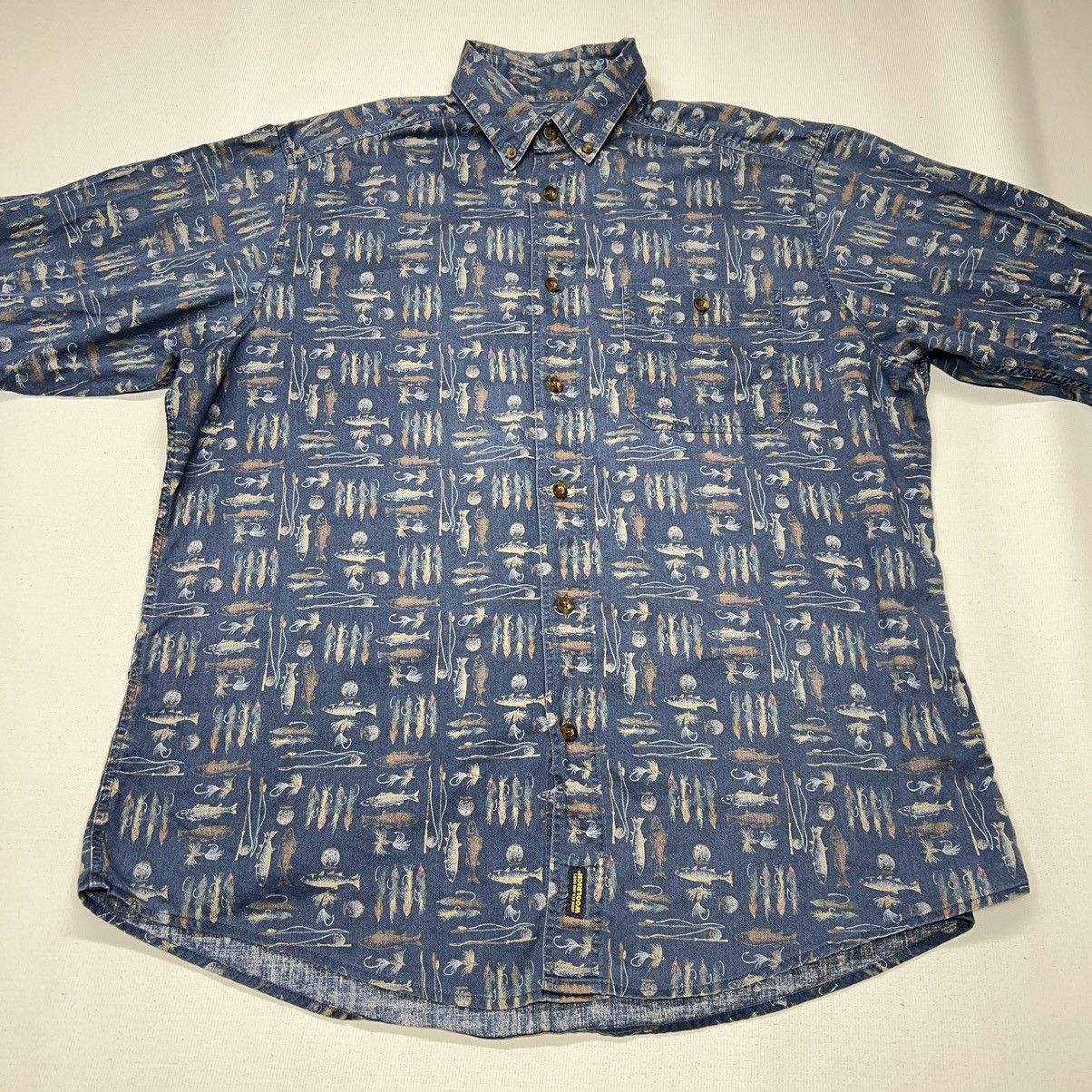 Vintage × Woolrich Woolen Mills VTG Woolrich Shirt Blue Button Down Fish Fishing Long Sleeve Size US L / EU 52-54 / 3 - 2 Thumbnail