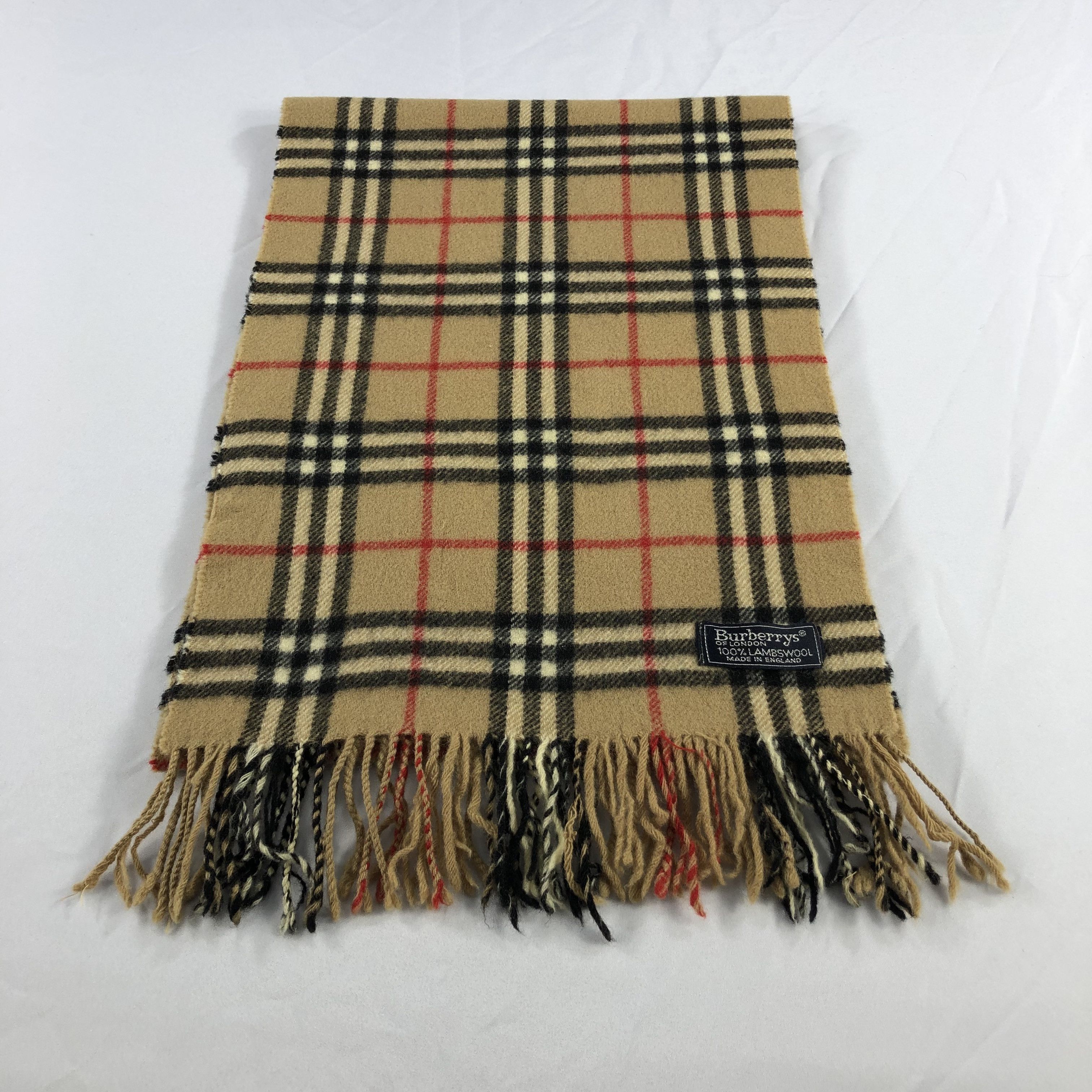 Burberry Burberrys Nova Check Tan Wool Scarf Muffler V1012 Size ONE SIZE - 2 Thumbnail