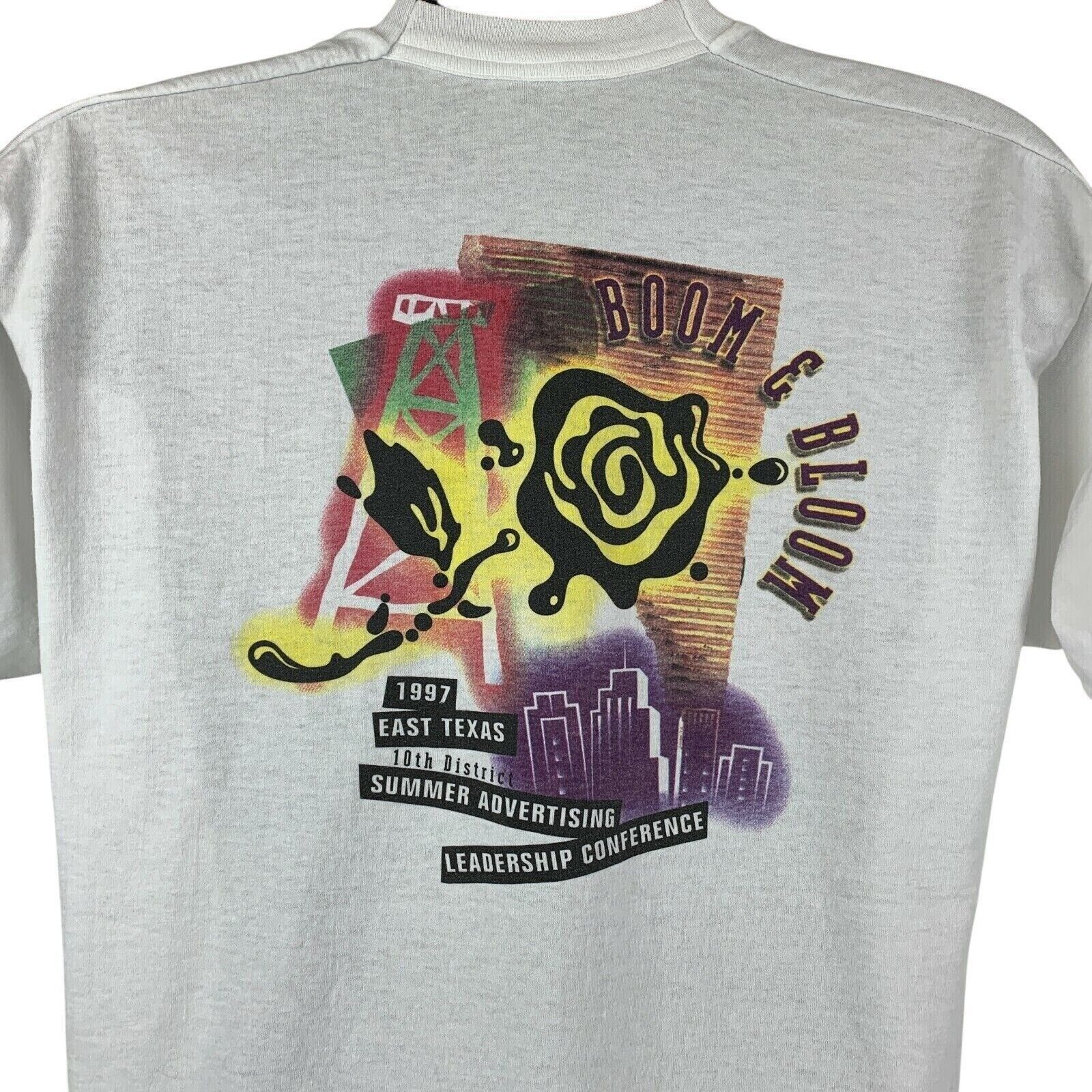 Fruit Of The Loom Vintage 90s Boom & Bloom Texas T Shirt Advertising X-Large Size US XL / EU 56 / 4 - 1 Thumbnail