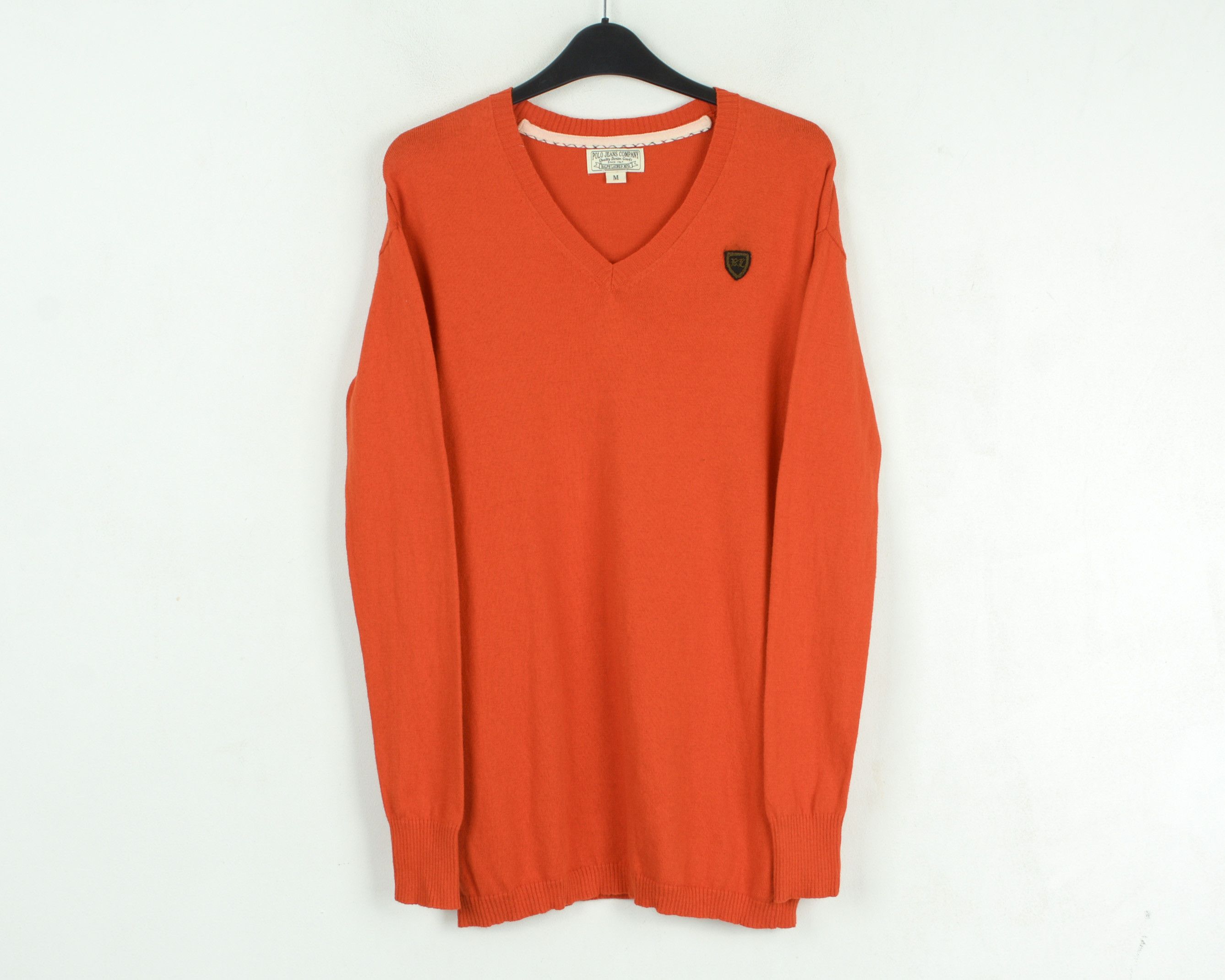 Polo Ralph Lauren × Ralph Lauren Womens M Sweater Jumper Pullover Orange Logo V-Neck Knit Top Size M / US 6-8 / IT 42-44 - 1 Thumbnail