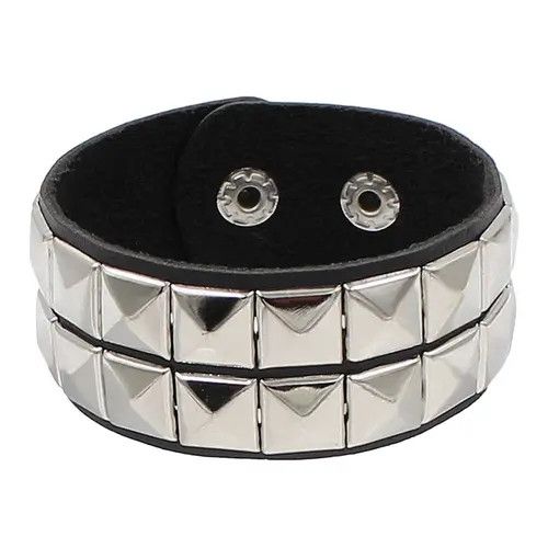 Other Spike Bracelet Black Wide Leather Punk Bracelet Size ONE SIZE - 2 Thumbnail