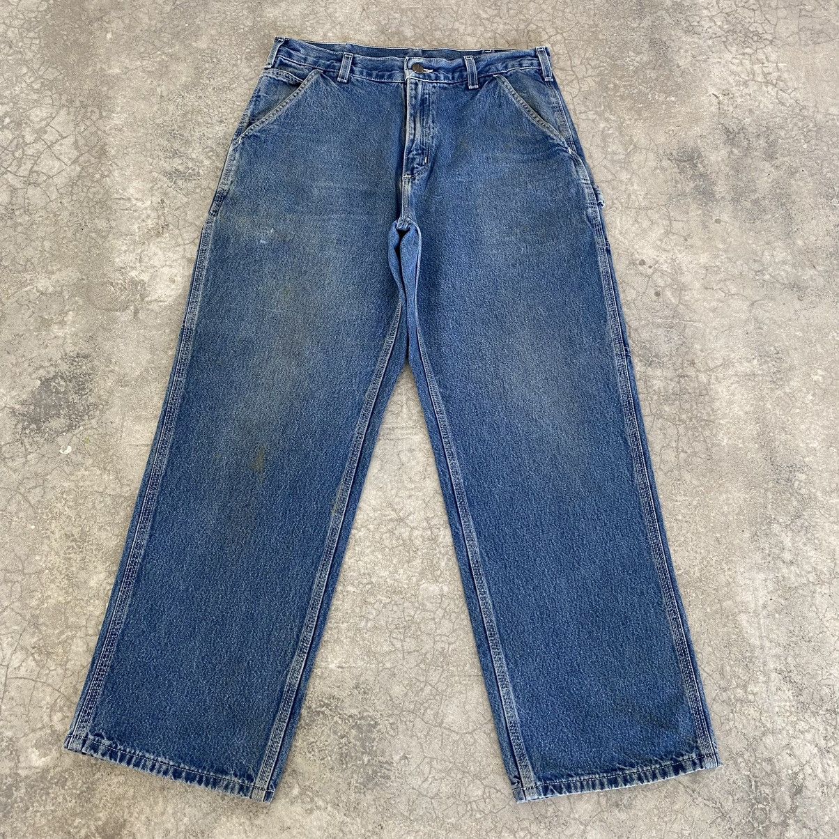 VTG Carhartt Medium Washed Blue Carpenter Denim Jeans