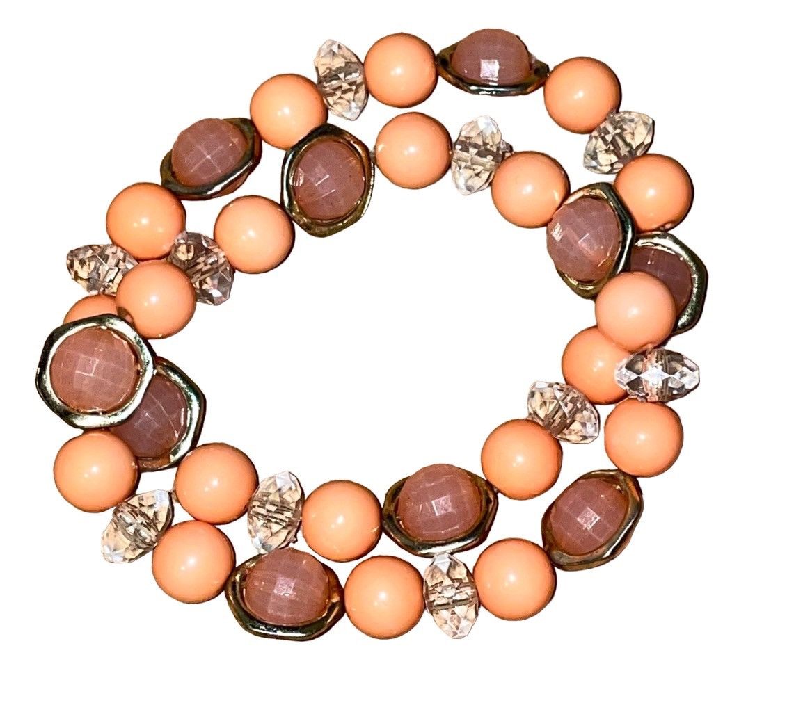 Vintage Vintage 1970 Peach Bellini Coral Bracelet Set Size ONE SIZE - 11 Thumbnail