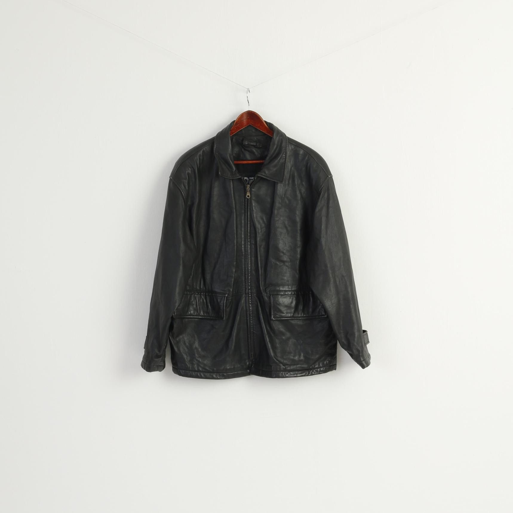 Vintage Offset Wear Men L Jacket Black Leather Soft Pilot 0496 Size US L / EU 52-54 / 3 - 2 Thumbnail