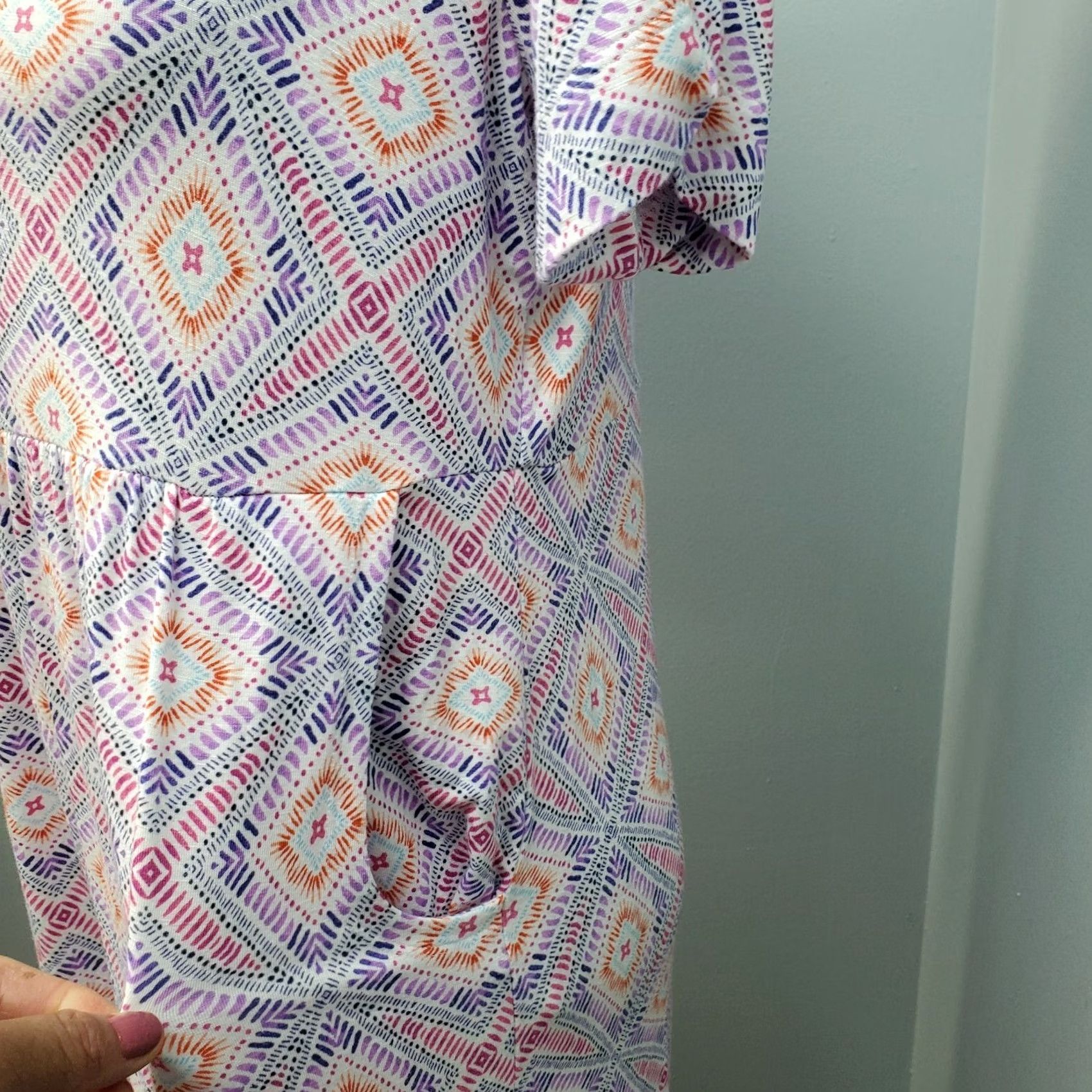J. Jill J. Jill Shift Dress Womens Petite S Multi Geometric Pouch Pockets Pleated Waist Size S / US 4 / IT 40 - 4 Thumbnail