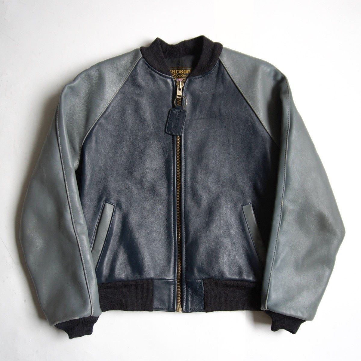 Vintage VANSON All Leather Varsity Jacket Gray Size 40 Size US XXS / EU 40 - 1 Thumbnail