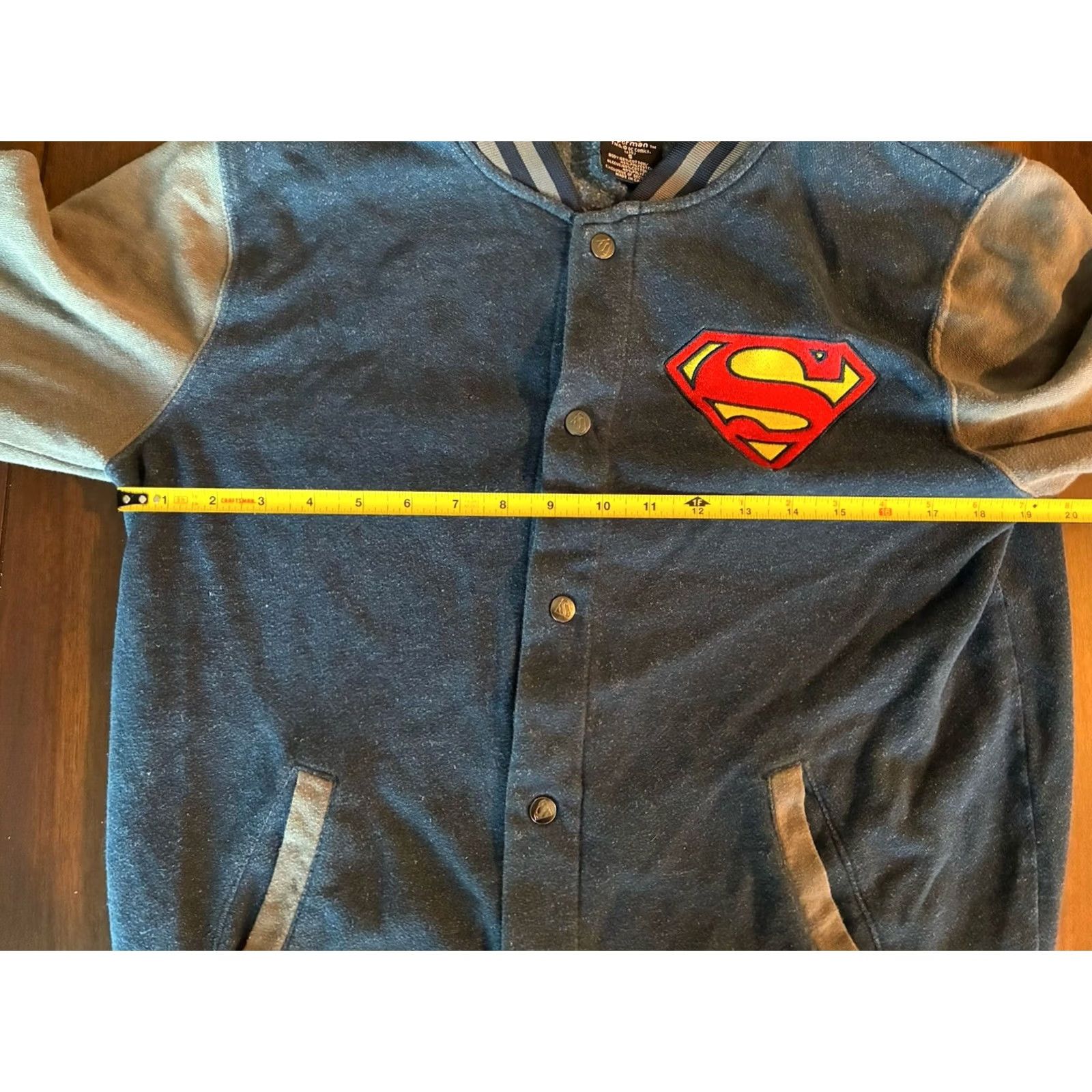 Vintage VINTAGE Superman Jacket Mens Small Blue Gray Snap Buttons Bomber Jacket Size US S / EU 44-46 / 1 - 4 Thumbnail