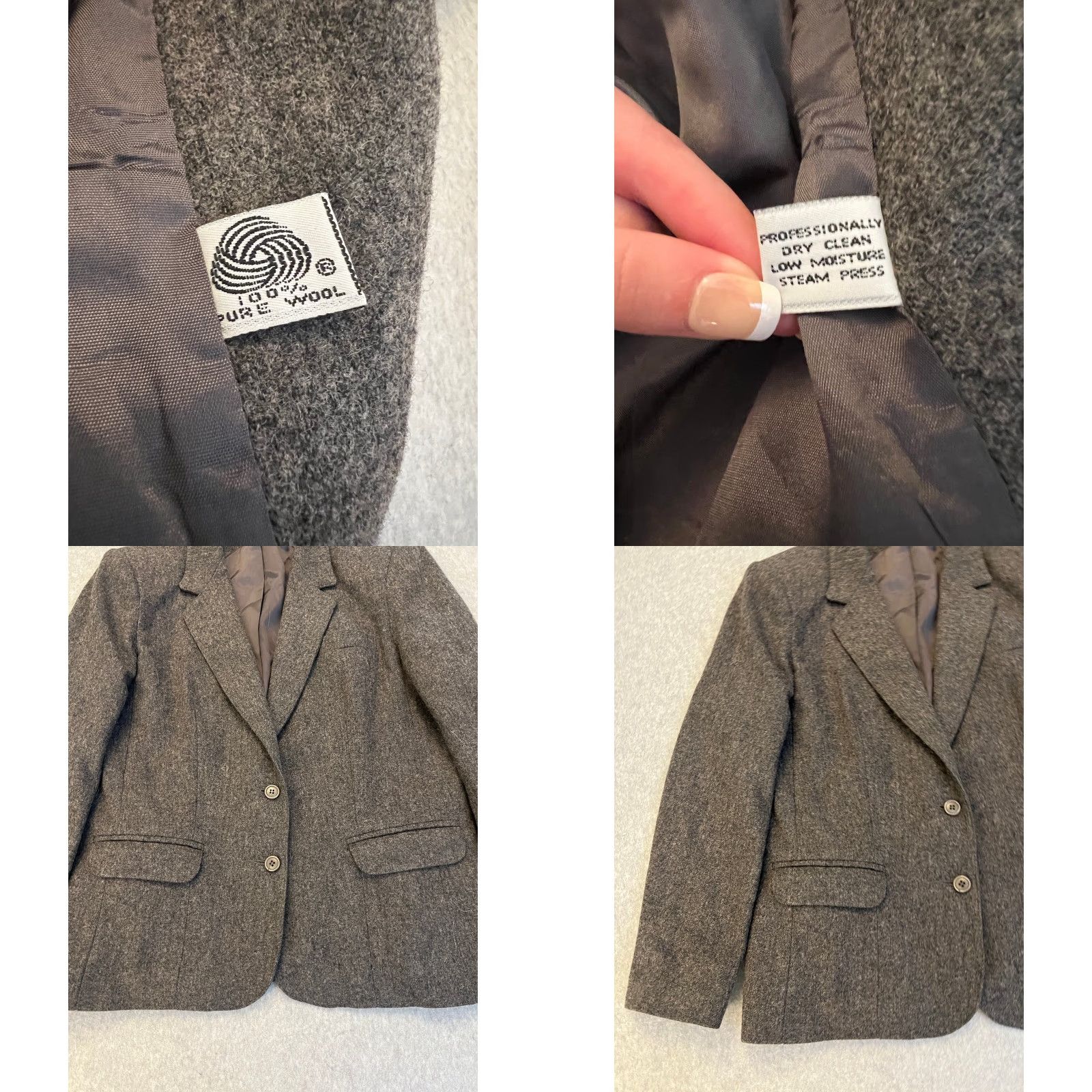 Vintage VINTAGE Park Square Blazer Womens Size 12 100% Wool Tweed Long Sleeve Gray Two Button Coat Jacket Blazer Size XL / US 12-14 / IT 48-50 - 8 Thumbnail