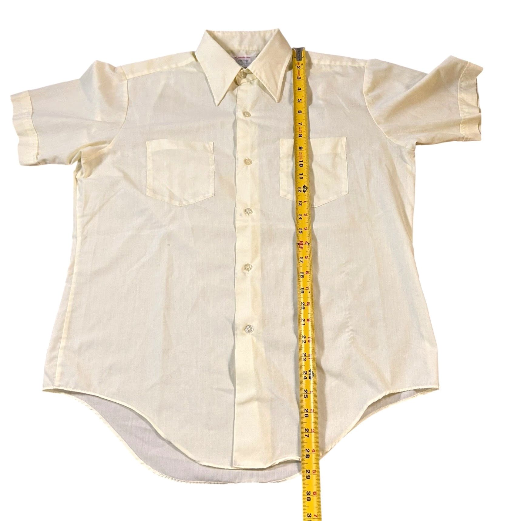 Vintage True Vintage 70s Envoy Shirt Sheer Dagger Collar Disco 1970s Solid Yellow Medium Size US M / EU 48-50 / 2 - 7 Thumbnail