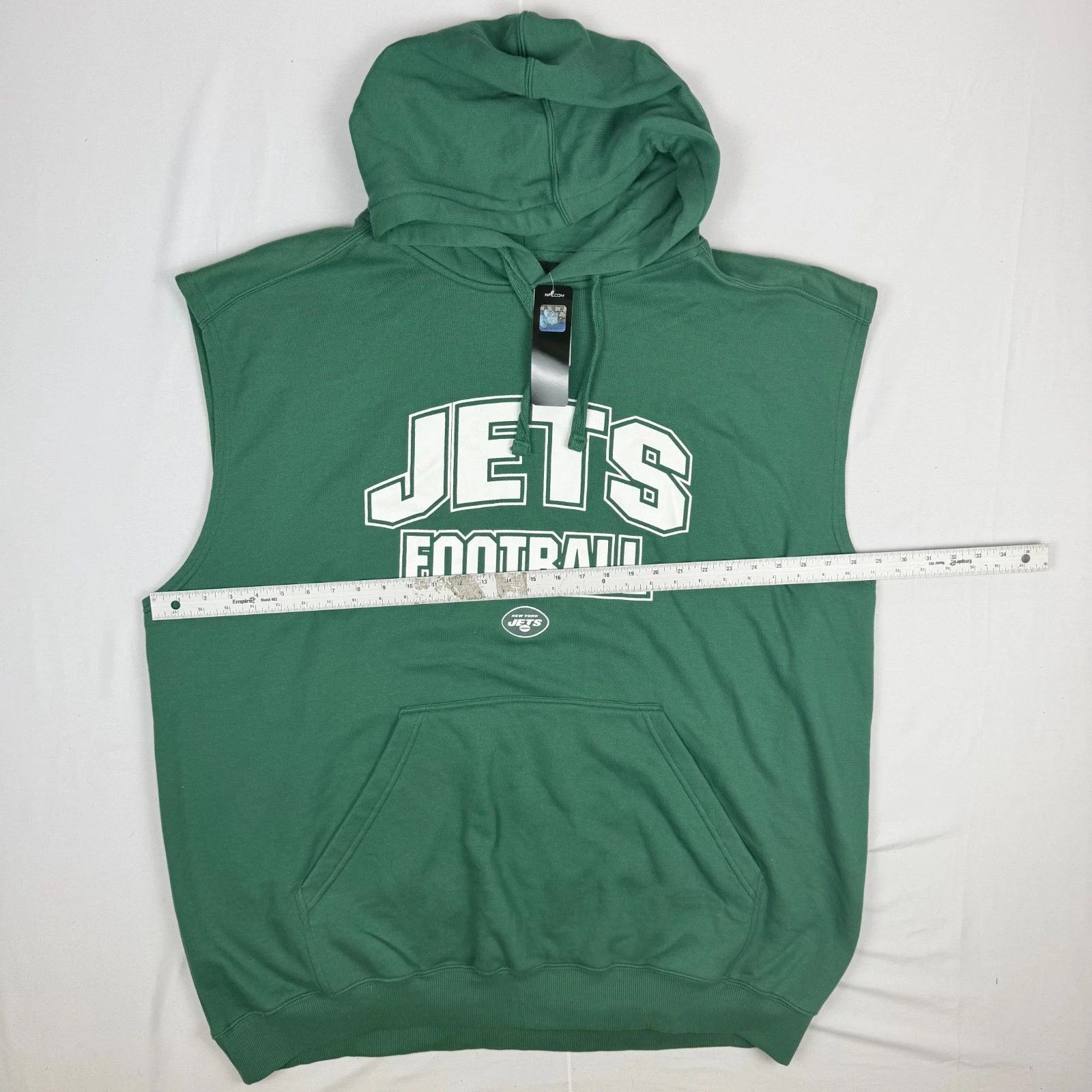 NFL NY Jets Football Hoodie Sleeveless 4XL Mens Green Big Tall D Size US XXL / EU 58 / 5 - 7 Thumbnail