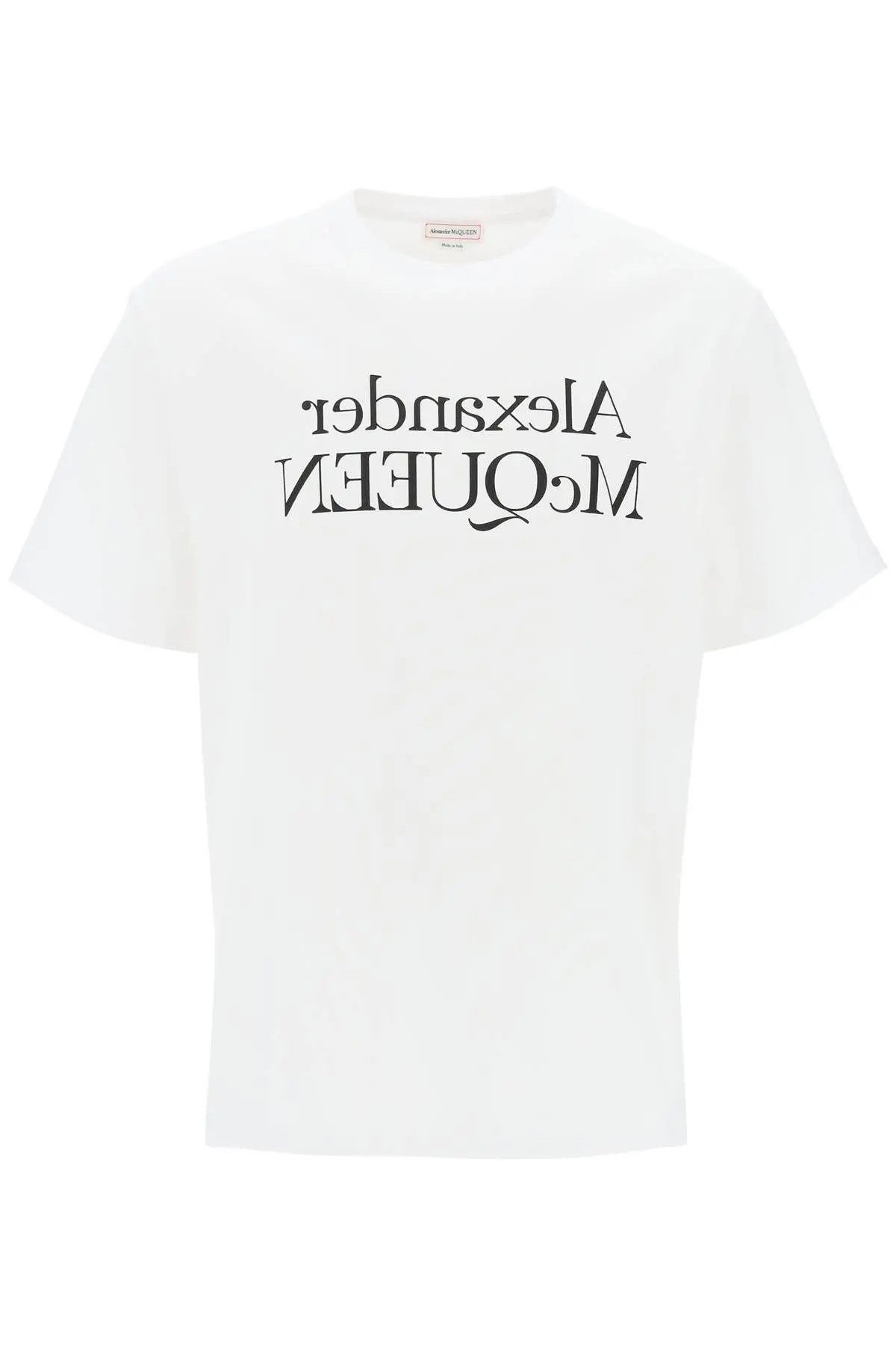 image of Alexander Mcqueen O1S22I1N0224 Reflected Logo T-Shirt In White, Men's (Size XL)