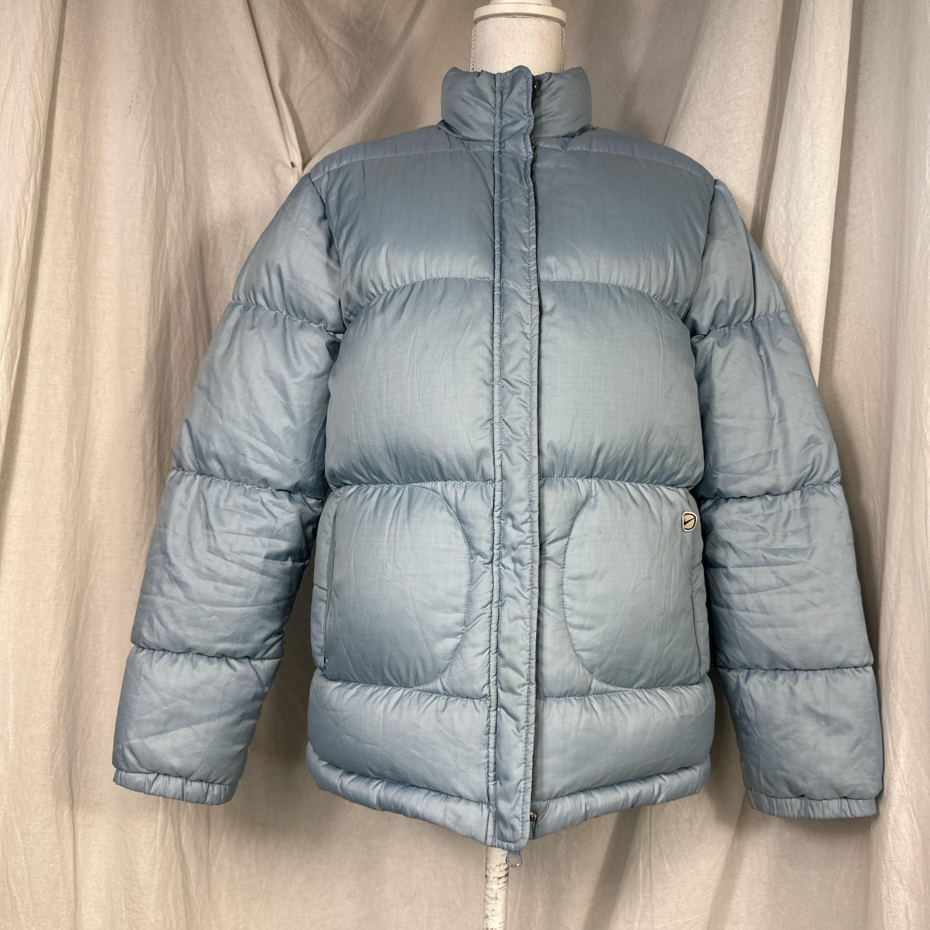 Nike × Vintage Swoosh Puffer Down Jacket Baby Blue Size US S / EU 44-46 / 1 - 8 Thumbnail