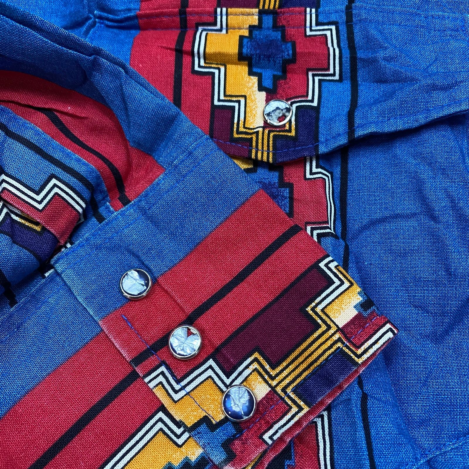 Vintage × Wrangler VTG Wrangler Aztec Brushpopper Western Pearl Snap Men's XL Size US XL / EU 56 / 4 - 8 Thumbnail