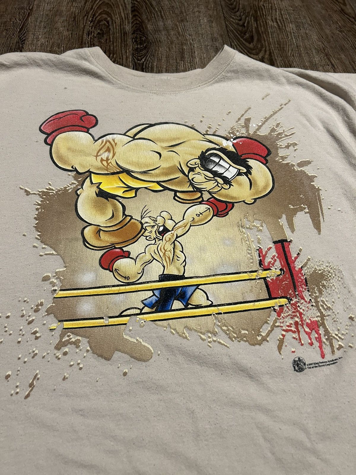 y2k rare cartoon popeye boxing graphic tee shirt