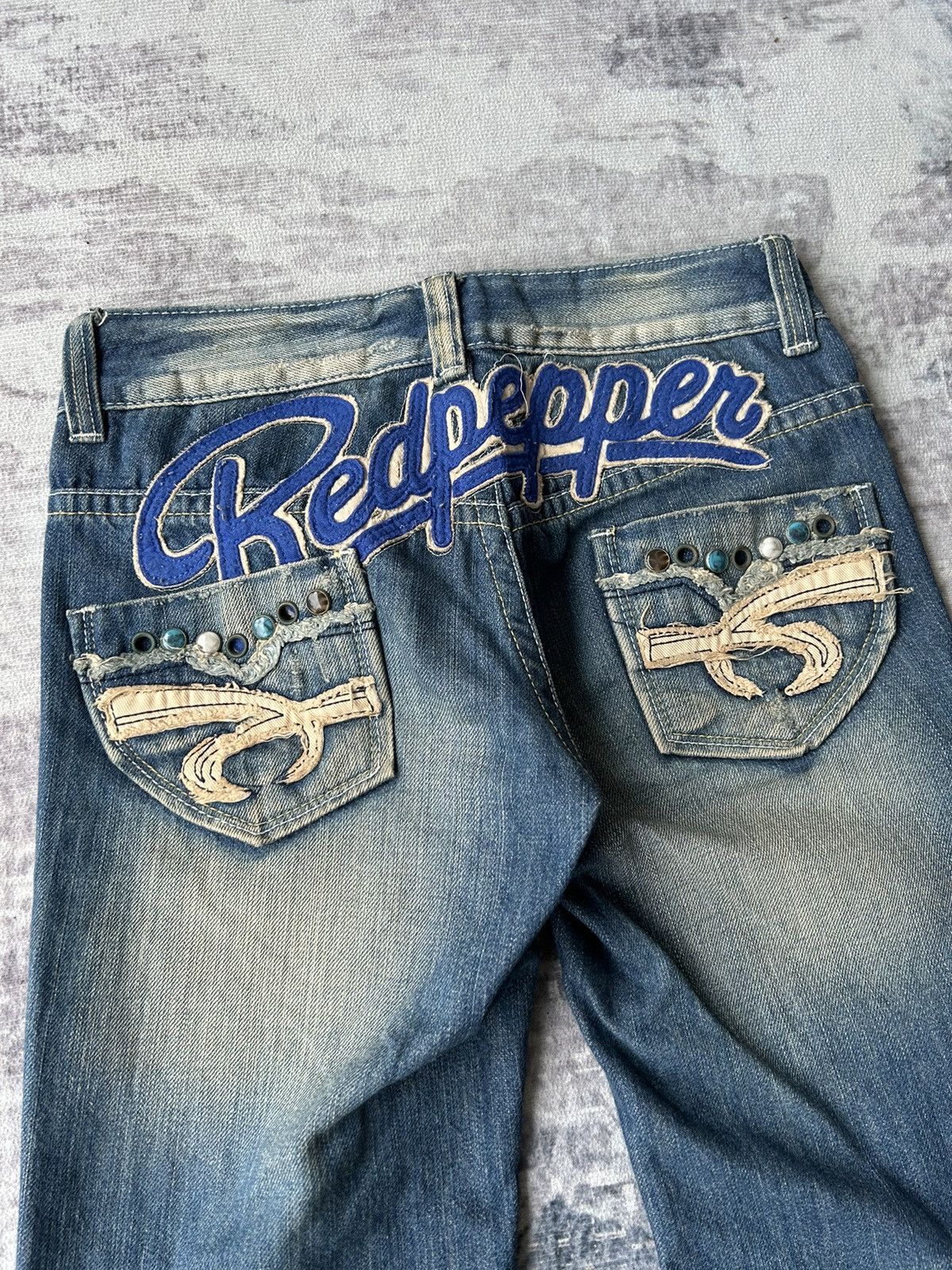 Y2k Red Pepper Embroidery Punk Style Jeans
