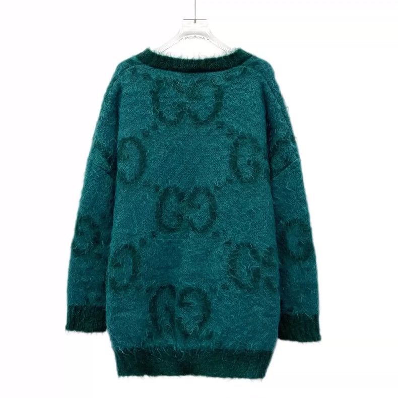 Gucci Gucci Blue logo jacquard full-printed horsehair V-neck long Size M / US 6-8 / IT 42-44 - 2 Thumbnail