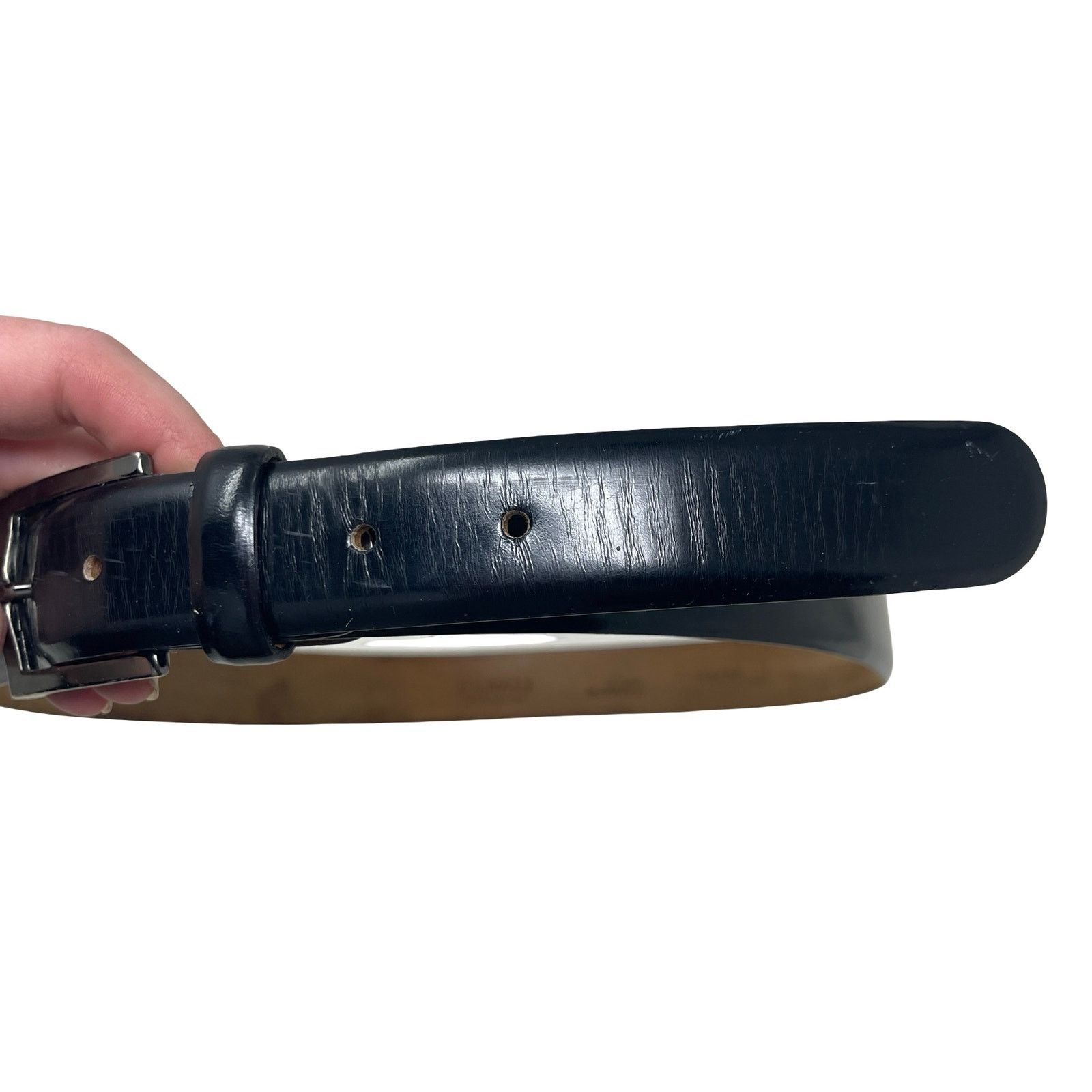 Canali Canali Men's Shiny Smooth Leather Belt Sz 48/85 Size ONE SIZE - 2 Thumbnail