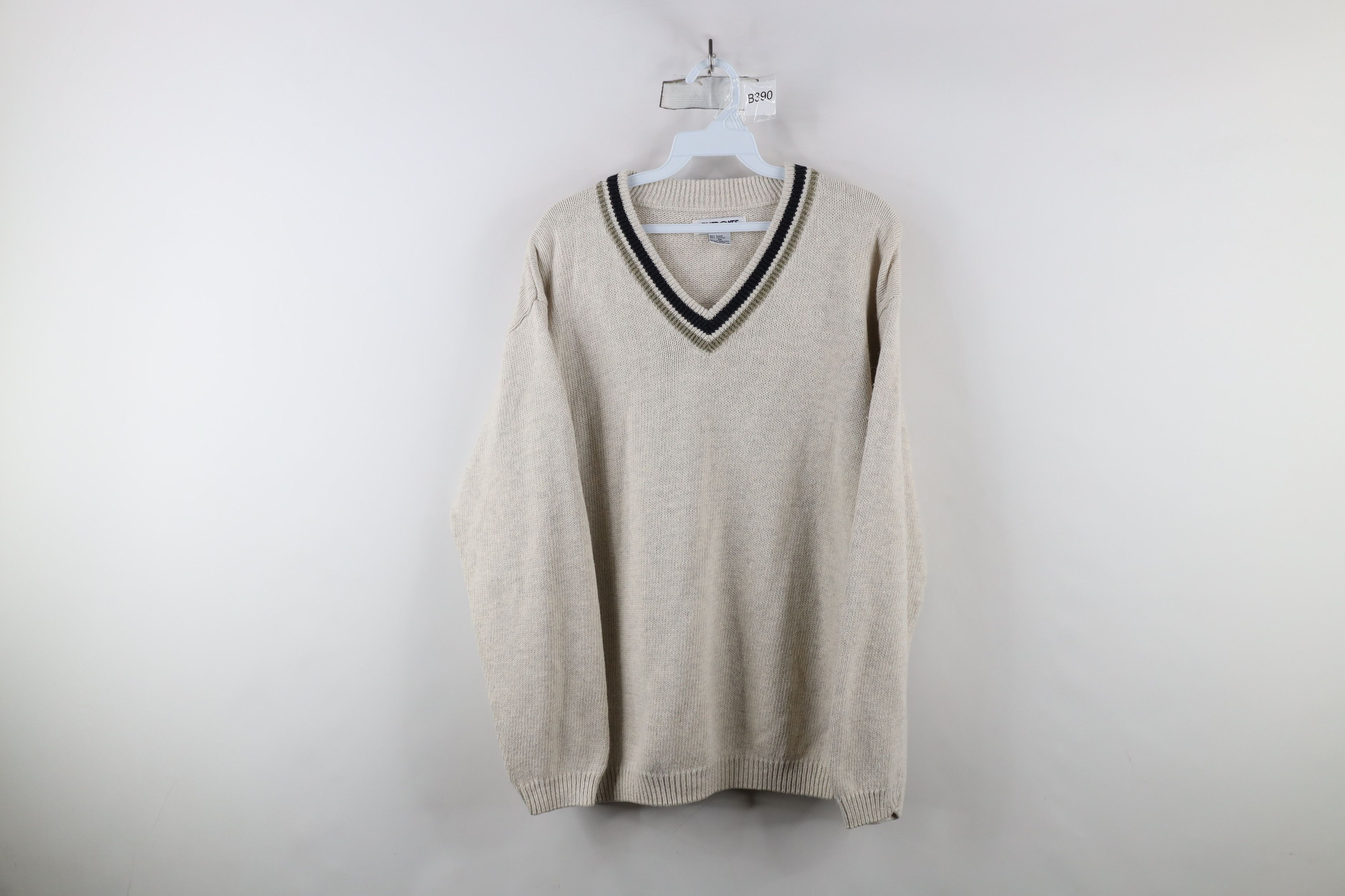 Vintage Vintage 90s Streetwear Striped Knit V-Neck Sweater Cotton Size US M / EU 48-50 / 2 - 1 Thumbnail