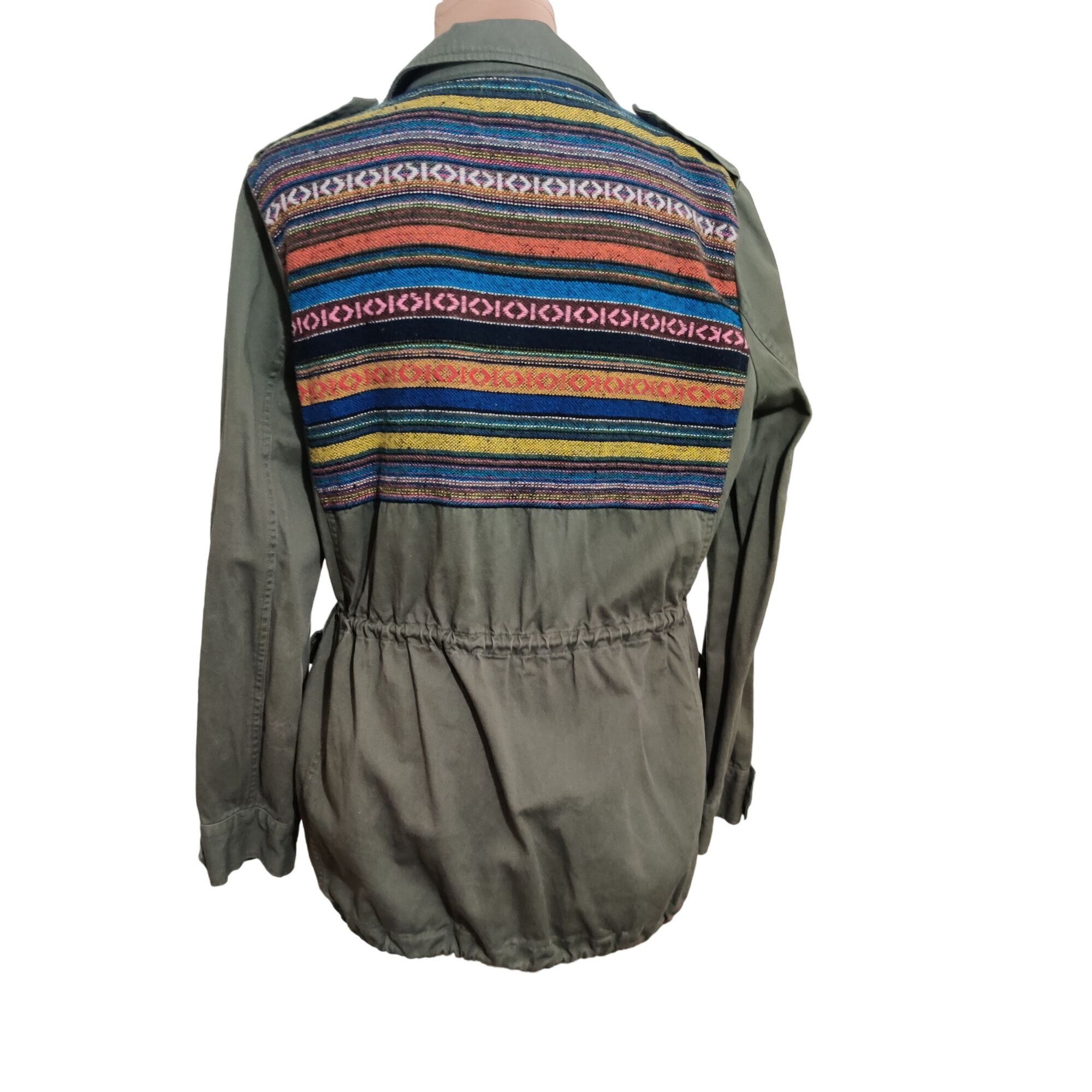 Forever 21 Forever 21 Womens Jacket Military Cargo Colorful Aztec Strip Size L / US 10 / IT 46 - 2 Thumbnail