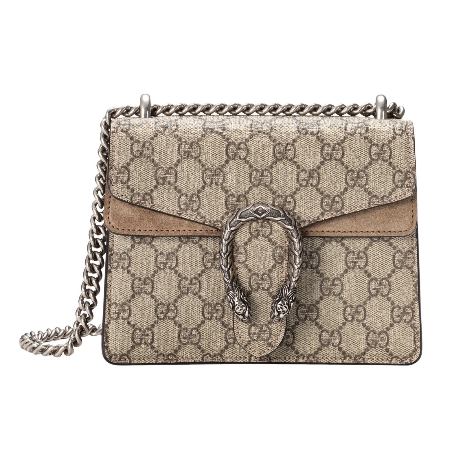 GUCCI Dionysus Small $2700 Beige And Ebony GG Canvas Top Han
