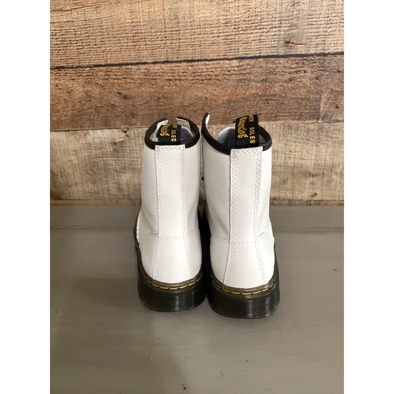 Dr. Martens Dr. Martens Zavala White/Black Combat Boots Women’s Size 5 - Leather, Ankle, Lace Up, Mid Heel, Rubber Outsole, Cushioned, Eyelet Logo - Men/Women? Size US 5 / IT 35 - 3 Thumbnail