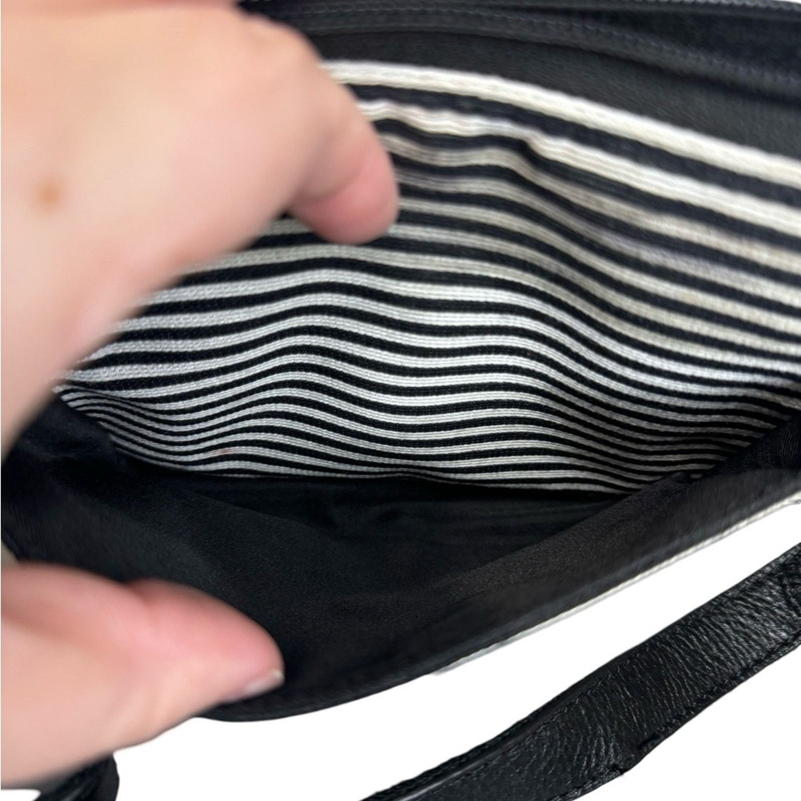 Fossil Fossil Kinley Flap Striped Purse w/Brown Leather Crossbody Size ONE SIZE - 8 Thumbnail