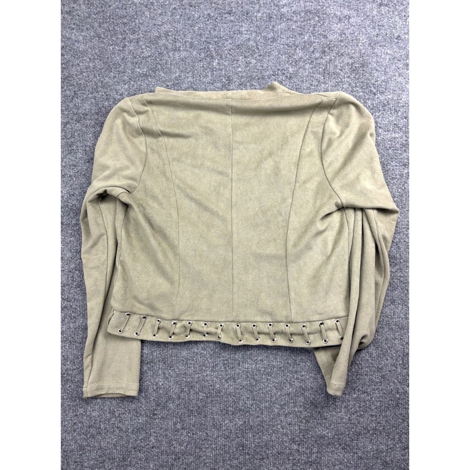 BKE BKE Faux Suede Jacket Women's M Taupe Open Front Pockets Laced Detail Moto Size M / US 6-8 / IT 42-44 - 6 Thumbnail