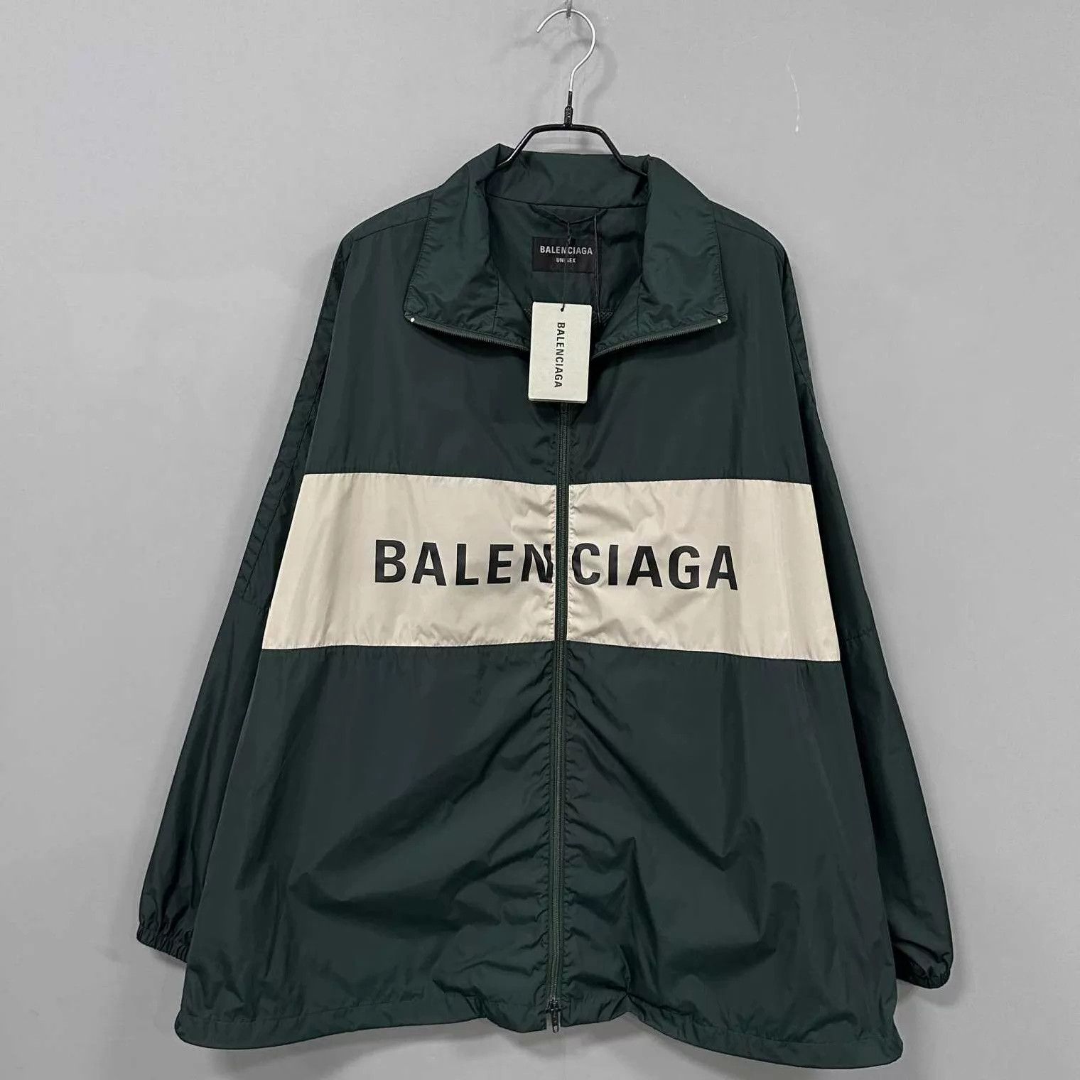 Balenciaga Balenciaga Dark Green Color Blocked Logo Shell Jacket S Size S / US 4 / IT 40 - 1 Thumbnail