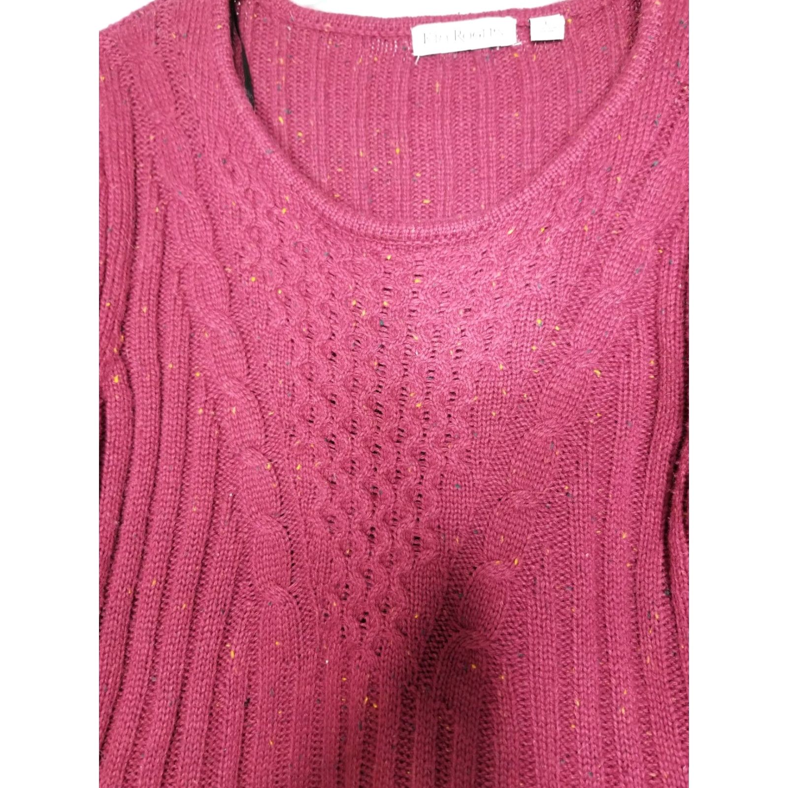 Vintage Kim Rogers Womens Maroon Cable Knit Long Sleeve Flowy Pullover Sweater L Size L / US 10 / IT 46 - 3 Thumbnail
