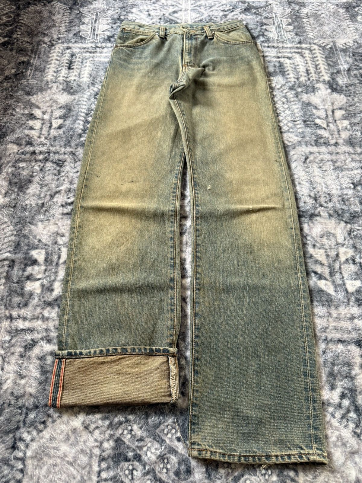 Japanese Brand Vintage Wrangler Earthy Mud Wash Selvedge Straight Jeans Size US 28 / EU 44 - 2 Thumbnail