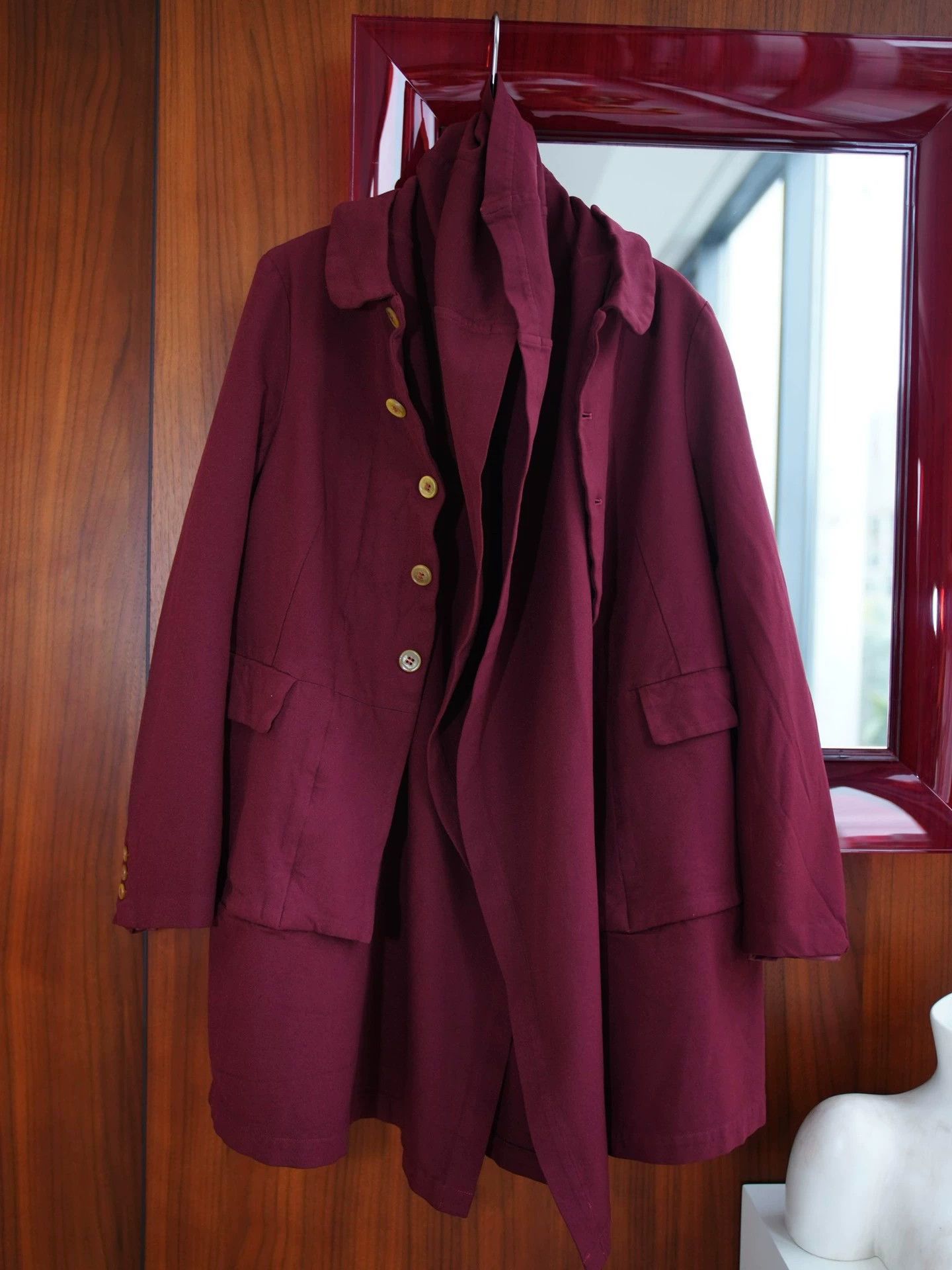 Comme des Garcons CDG Dark Burgundy Layered Trench Coat Japan S Size S / US 4 / IT 40 - 2 Thumbnail