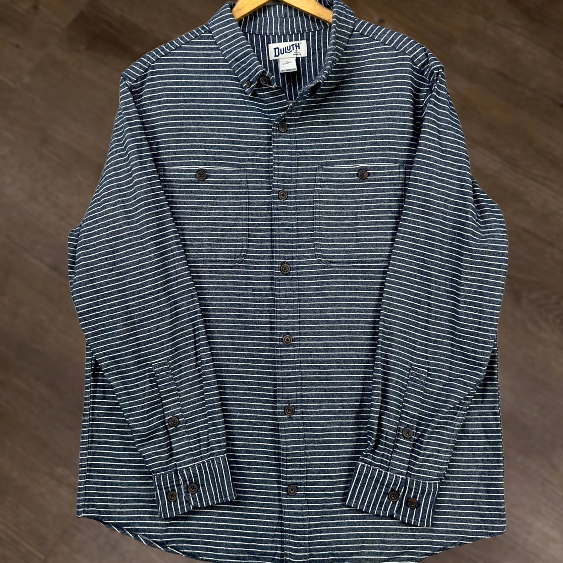 Duluth Trading Company VINTAGE Duluth Trading Co. Mens Flannel Shirt XL Blue Stripes Fee Swinging Slim Fit NEW Size US XL / EU 56 / 4 - 1 Thumbnail