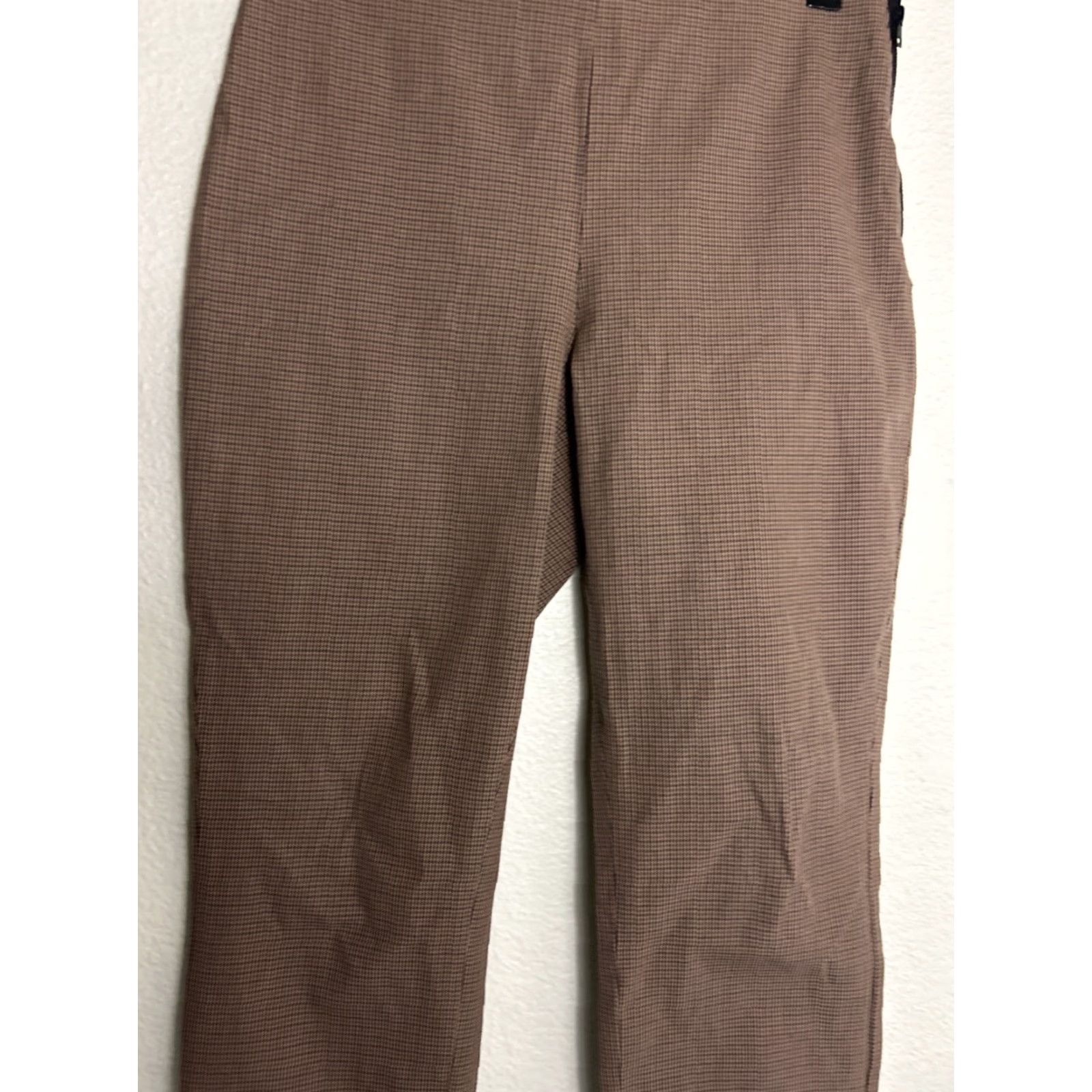 Everlane Everlane Houndstooth Curvy Fit Ankle Cropped Pants Women Size 10 Brown Size 32" / US 10 / IT 46 - 3 Thumbnail