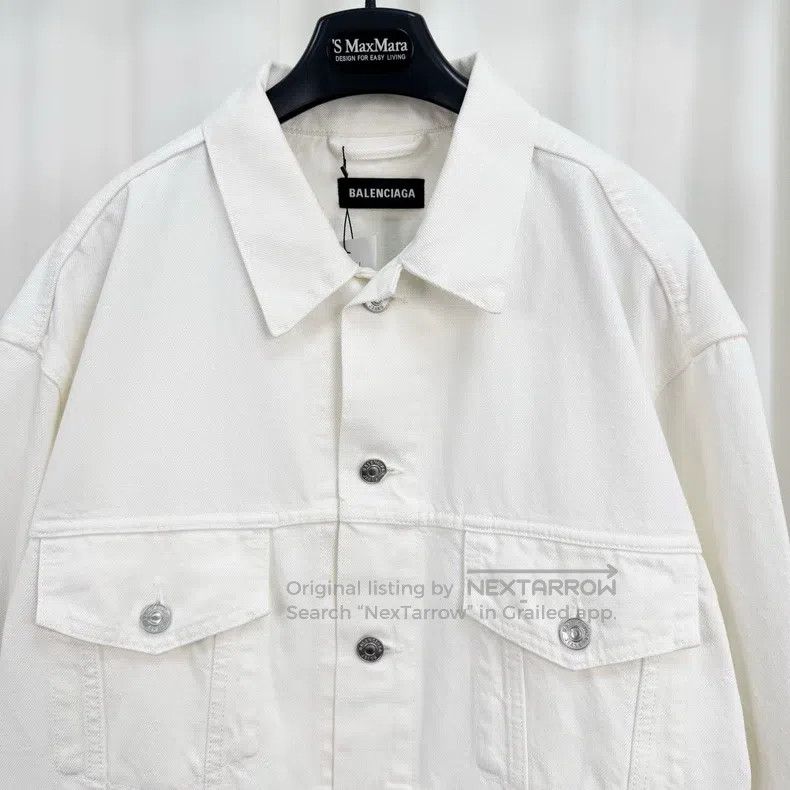 Balenciaga Balenciaga Embroidered Letter White Denim Jacket Size US S / EU 44-46 / 1 - 3 Thumbnail