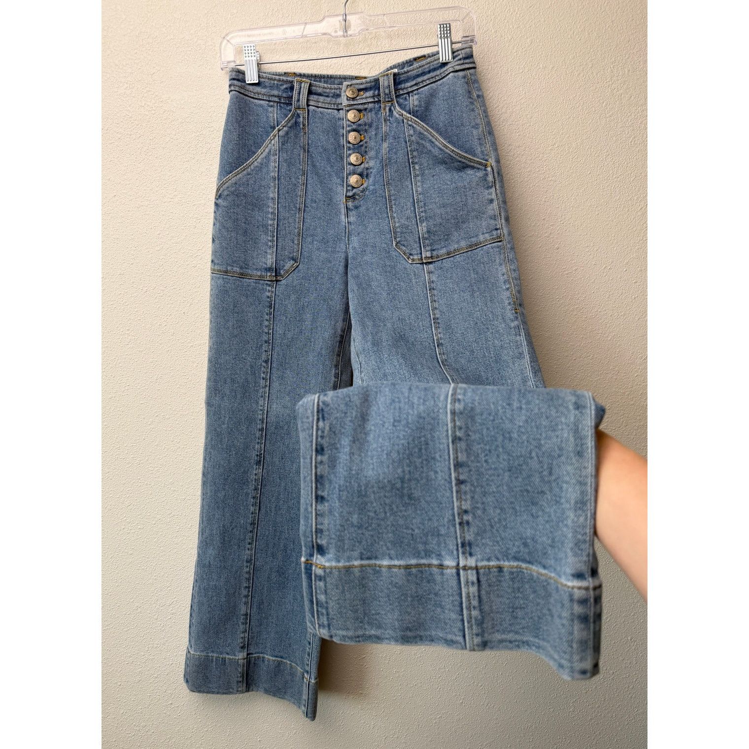 Cinq a Sept Cinq a Sept Benji Wide Leg Jeans Women US 0 Medium Wash Size 25" / US 0 / IT 36 - 1 Thumbnail