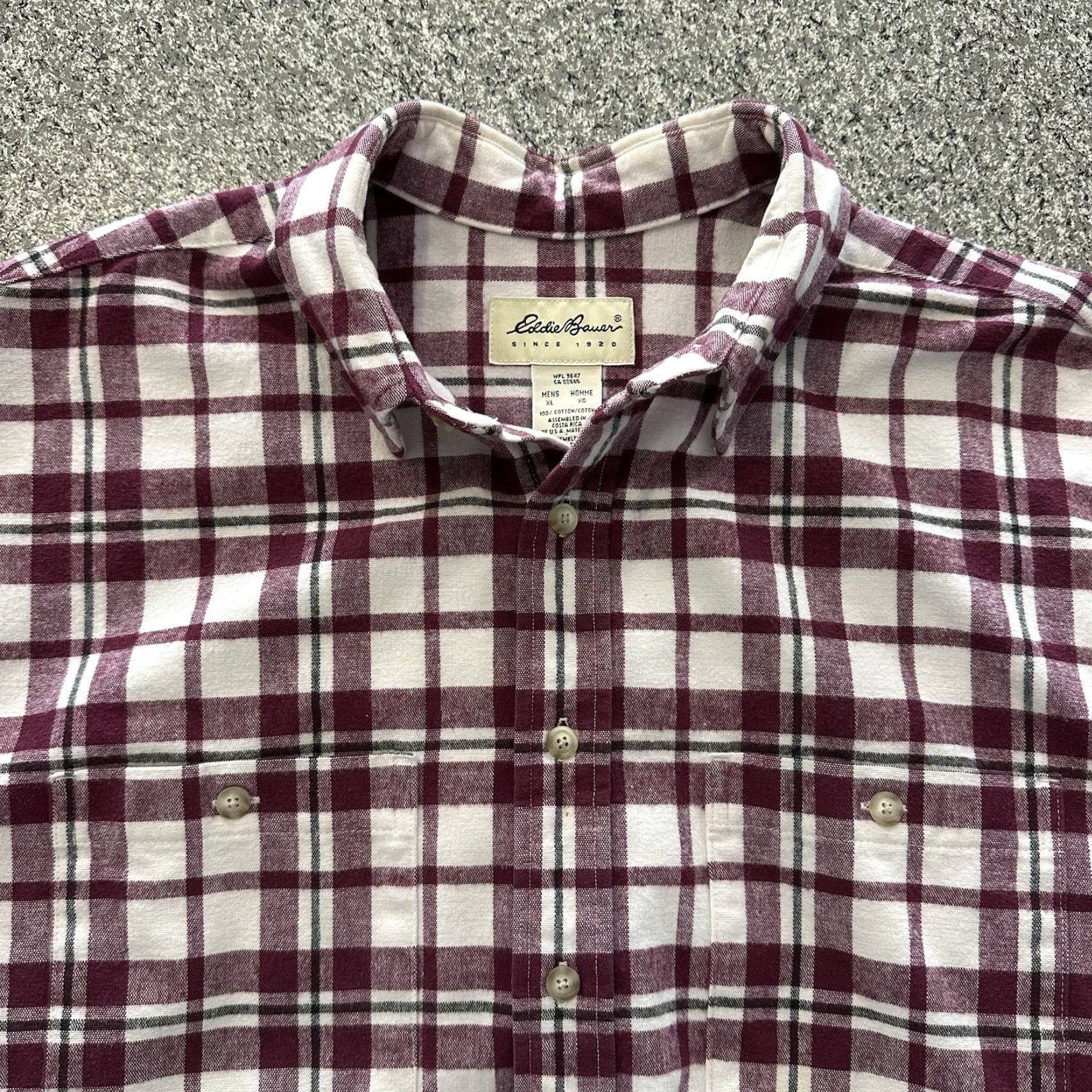 Eddie Bauer Eddie Bauer Plaid Flannel Shirt Mens 2XL Burgundy Long Sleeve Button-Up Collar Cotton Vintage Thick Size US XXL / EU 58 / 5 - 3 Thumbnail