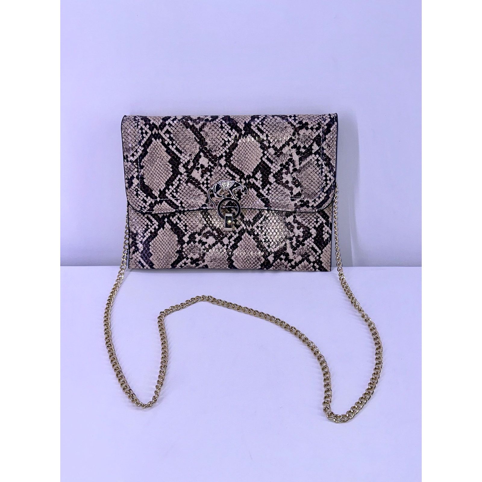 & Other Stories Vintage Snake Leather Shoulder Bag Jaguar Gold Lock Size ONE SIZE - 3 Thumbnail