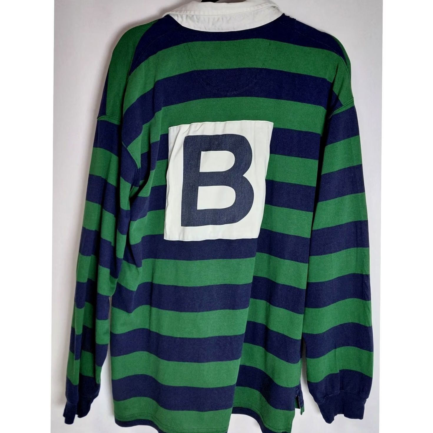 Brooks Brothers Brooks Brothers Rugby Shirt Striped 100% Cotton Long Sleeve Green Blue Size L Men Size US L / EU 52-54 / 3 - 2 Thumbnail