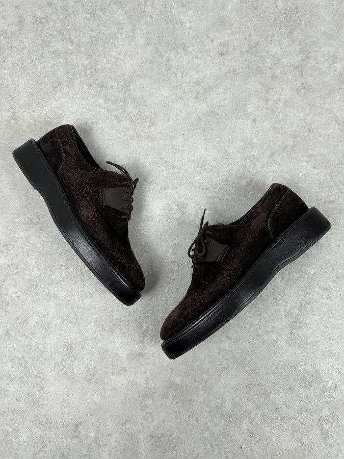 Bottega Veneta Bottega Veneta Brown Suede Derby Shoes Size US 7 / EU 40 - 6 Thumbnail