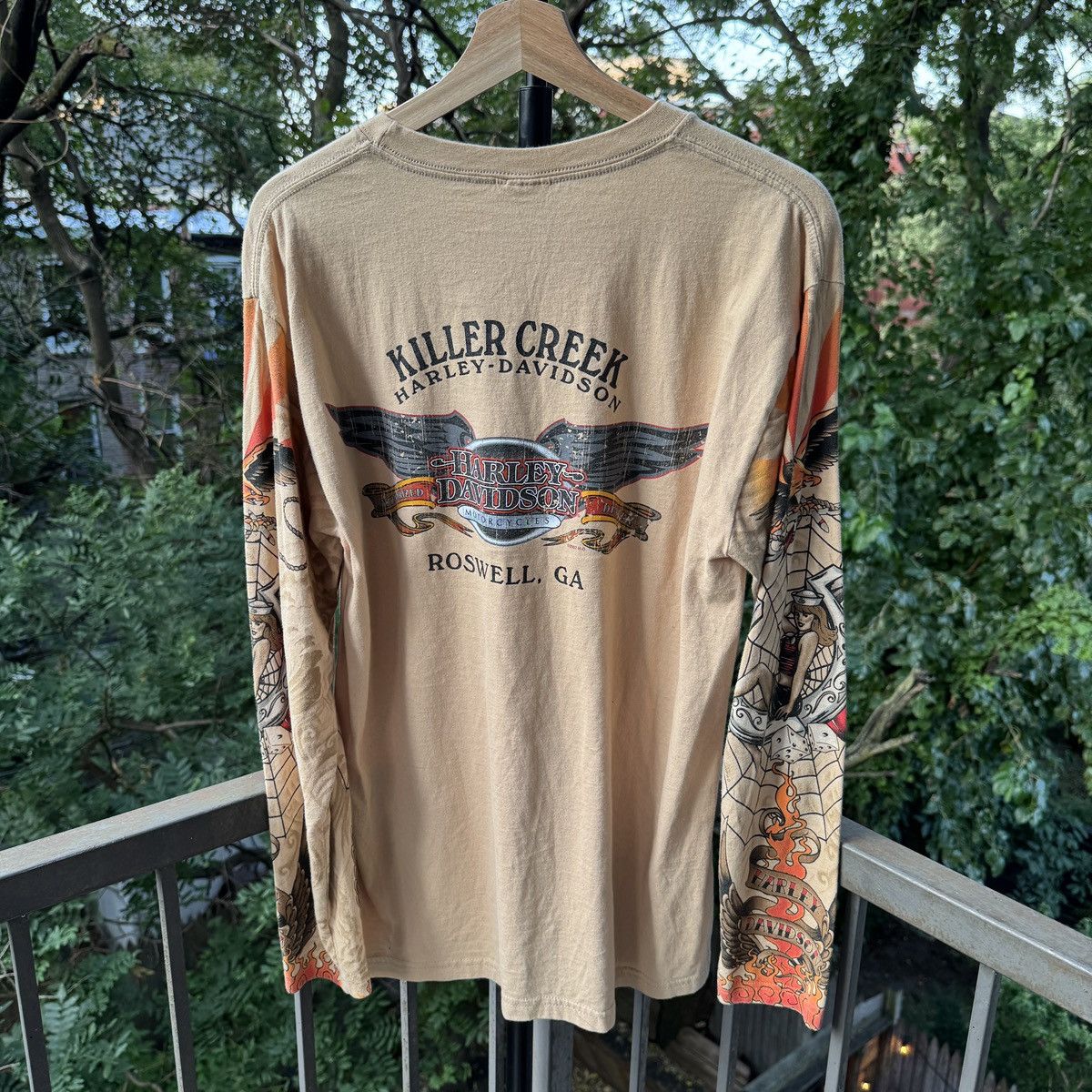 Harley Davidson Vintage Harley Davidson Tattoo Spiderweb Flame Longsleeve Size US M / EU 48-50 / 2 - 3 Thumbnail