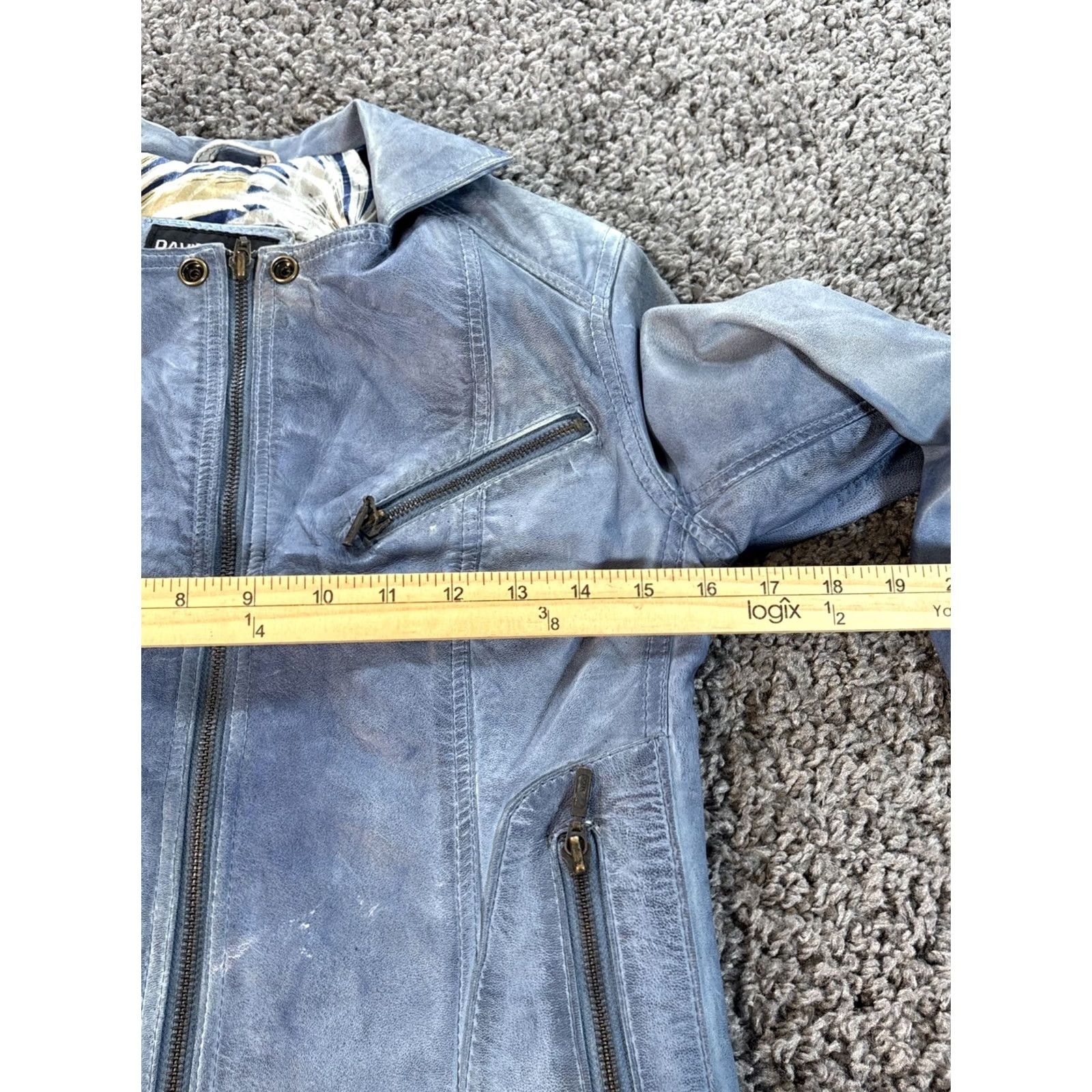 Vintage VINTAGE David Moore Leather Jacket Womens XS Blue Lined Full Zip Moto Distressed Classic Motorcycle Size XS / US 0-2 / IT 36-38 - 3 Thumbnail