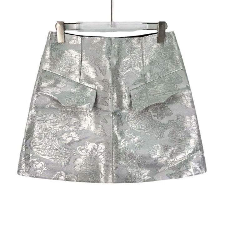 Louis Vuitton Louis Vuitton Silver Floral Embroidery Skirt Size 36" / US 14 / IT 50 - 1 Thumbnail