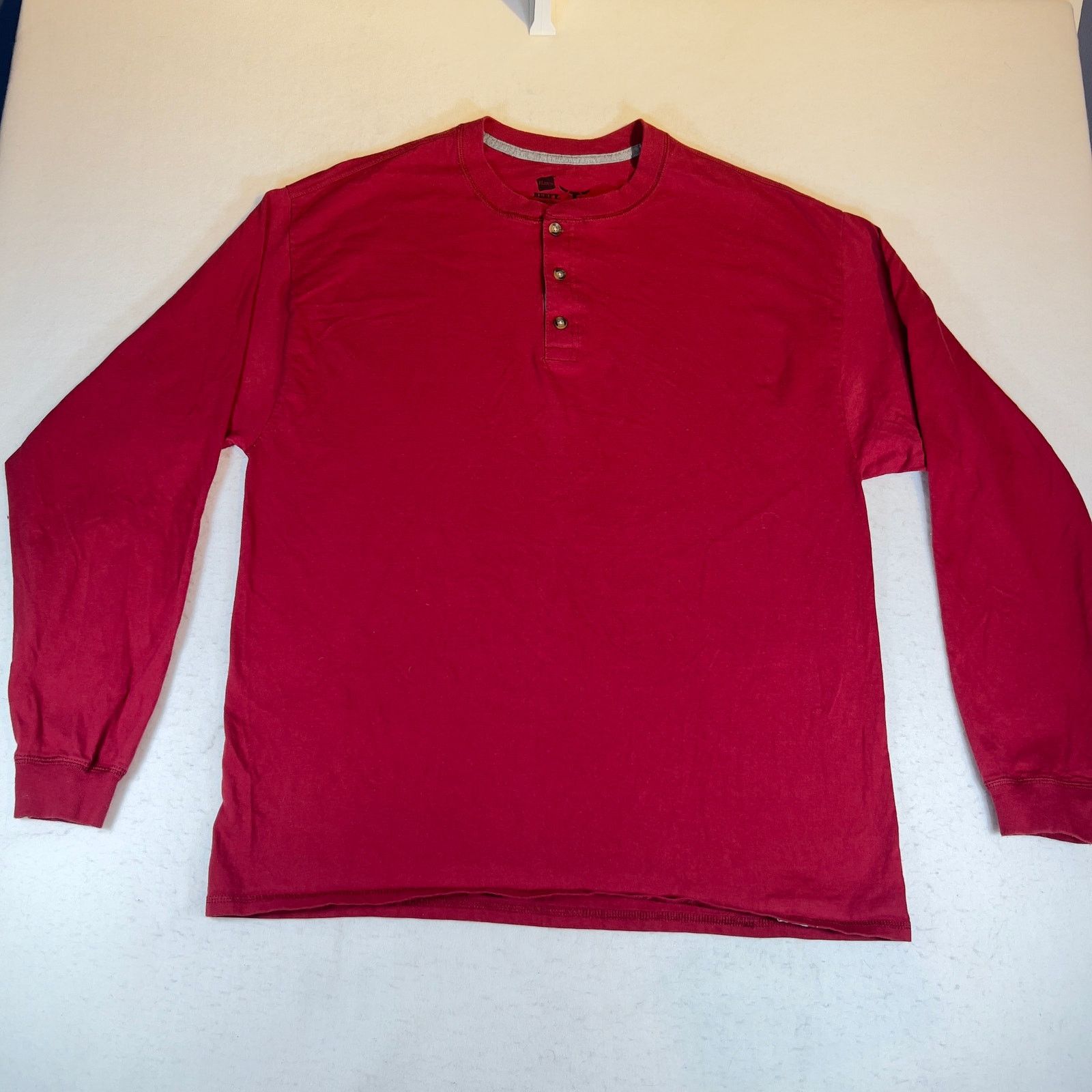 Hanes Hanes Beefy T Henley Shirt Men's XL 100% Cotton Thick Warm Size US XL / EU 56 / 4 - 3 Thumbnail