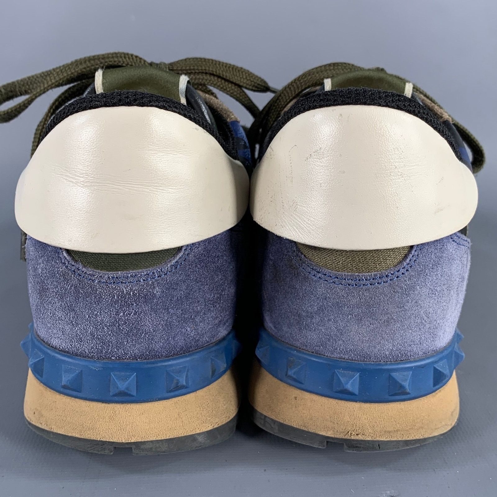 Valentino VALENTINO Blue Taupe Block Leather Rubber Sole Sneakers Size US 9.5 / EU 42-43 - 3 Thumbnail