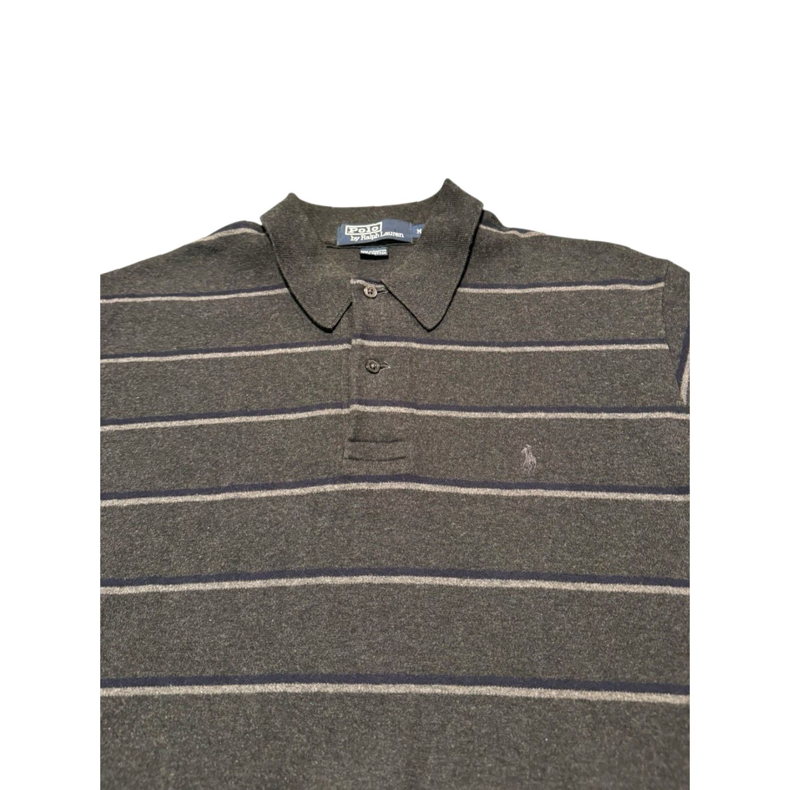 Polo Ralph Lauren VINTAGE Polo Ralph Lauren Striped Long Sleeve Polo Shirt Mens M Gray Blue Polo Ralph Lauren Embroidered Pony Rugby Shirt Size US M / EU 48-50 / 2 - 4 Thumbnail