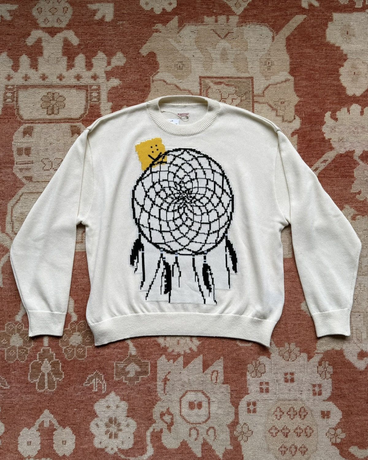 Kapital Kapital 7G Knit Peckish Dreamcatcher Crewneck Sweater, Ivory Size US S / EU 44-46 / 1 - 1 Thumbnail