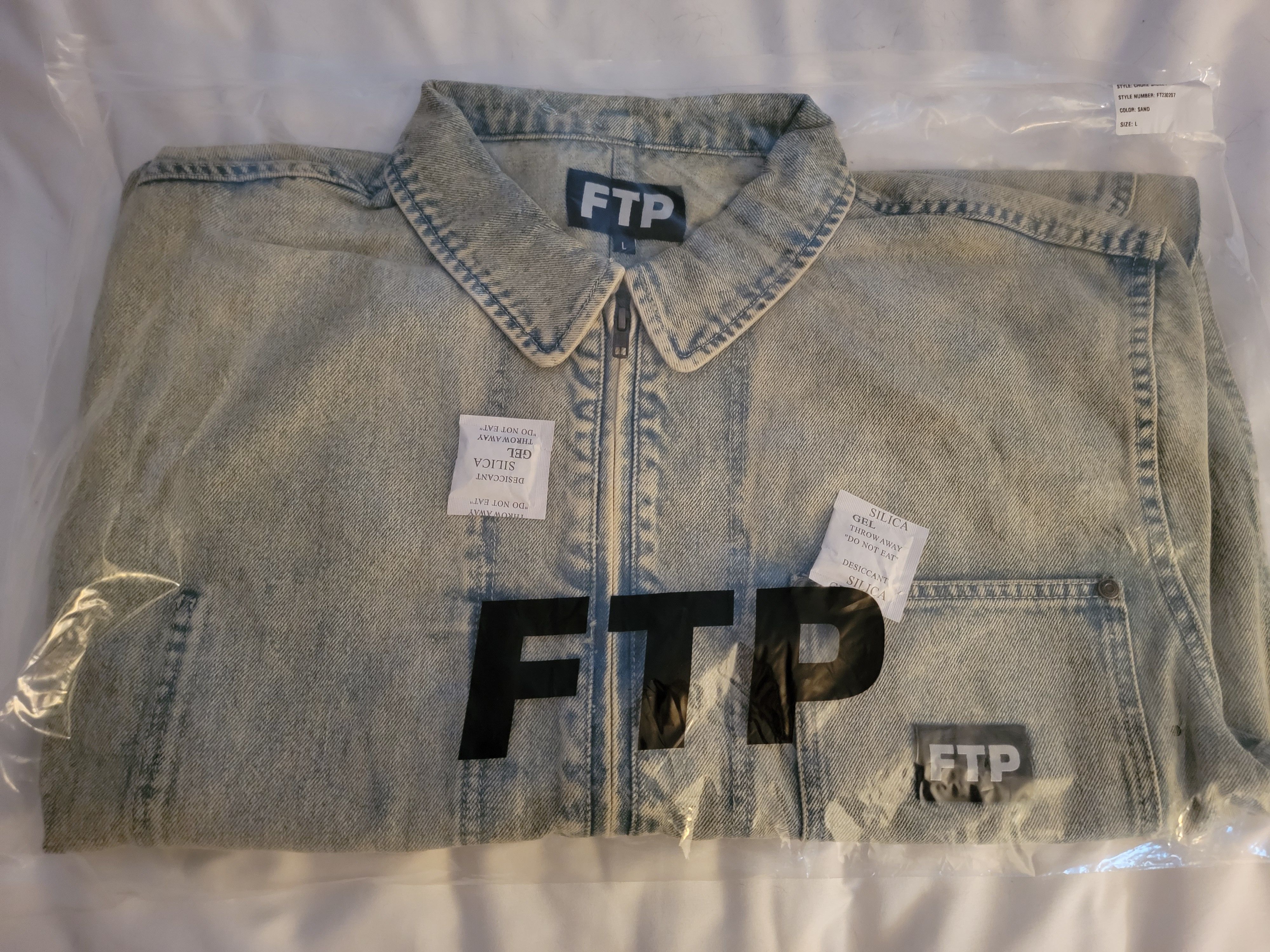 Fuck The Population FTP Frayed Denim Logo Chore Jacket (Dirt Wash, L) Size US L / EU 52-54 / 3 - 3 Thumbnail